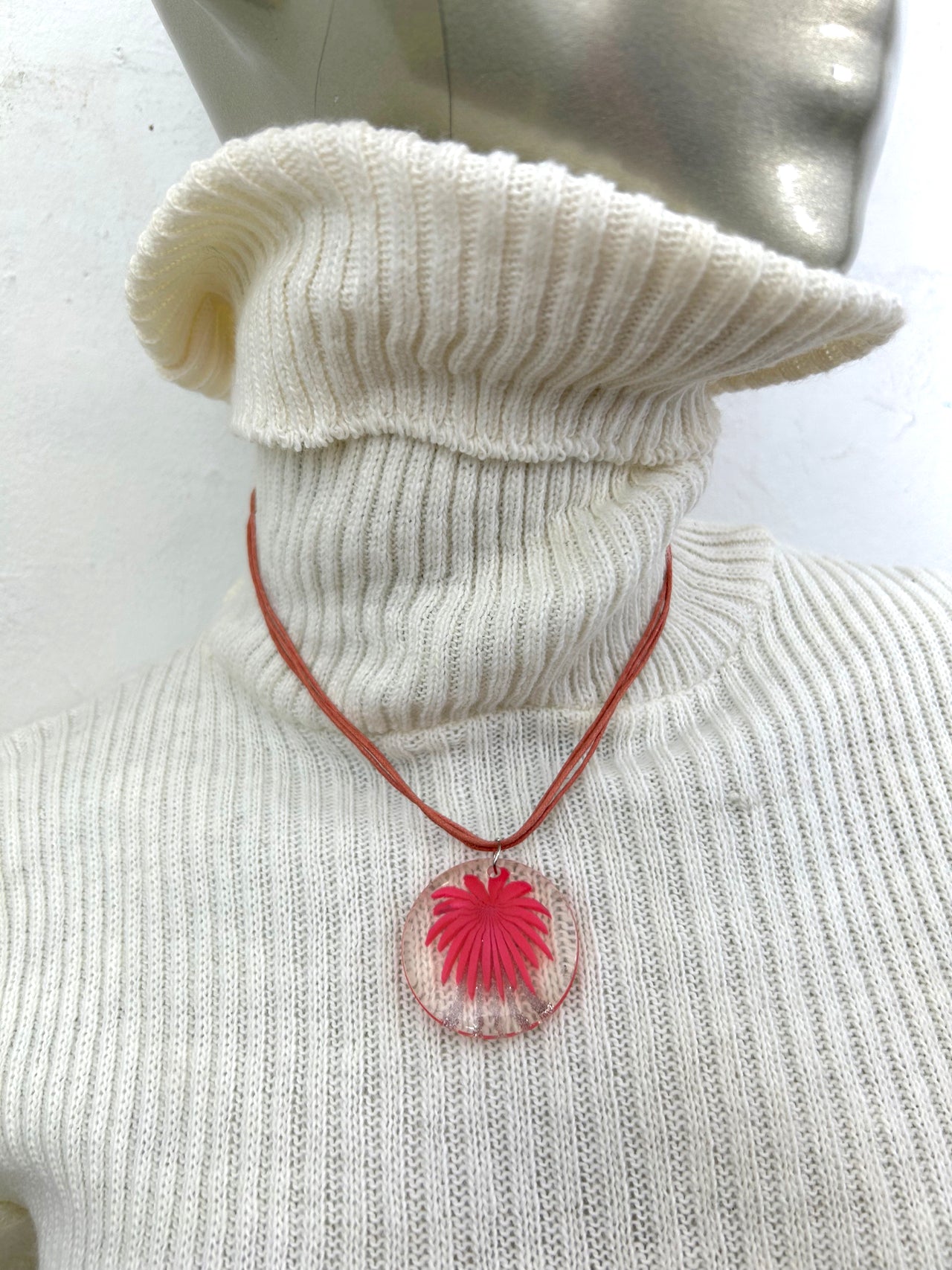 Pink Lucite Flower Necklace