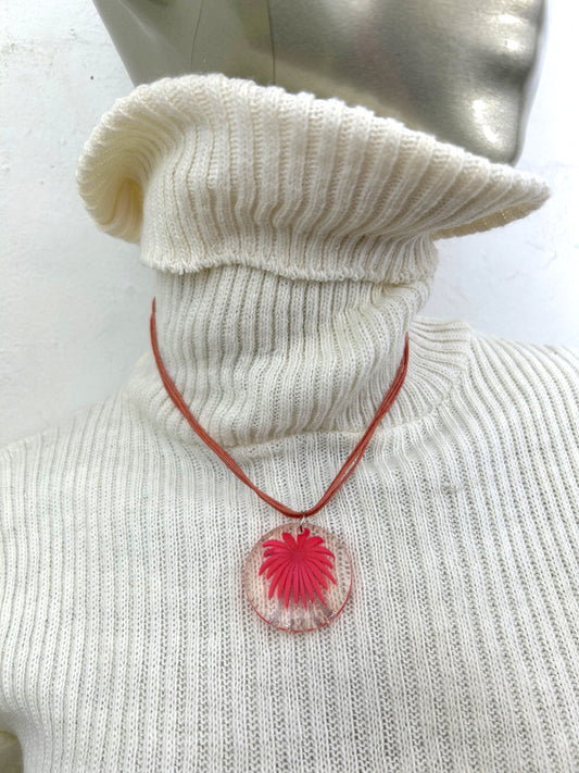 Pink Lucite Flower Necklace