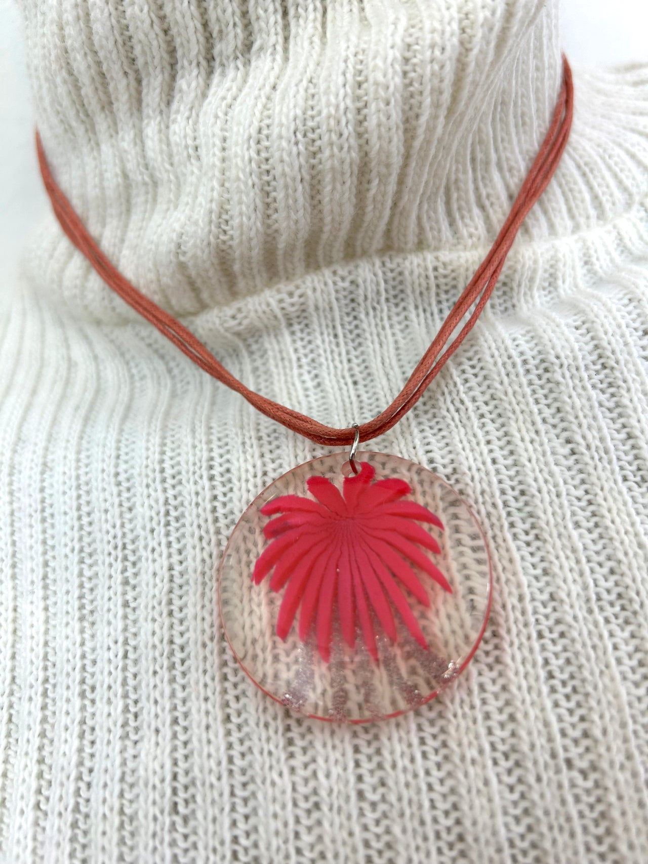 Pink Lucite Flower Necklace