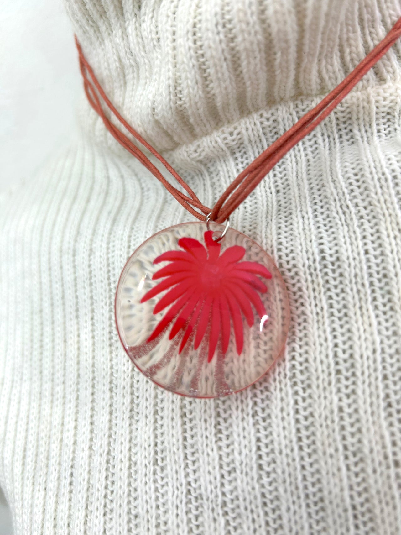 Pink Lucite Flower Necklace