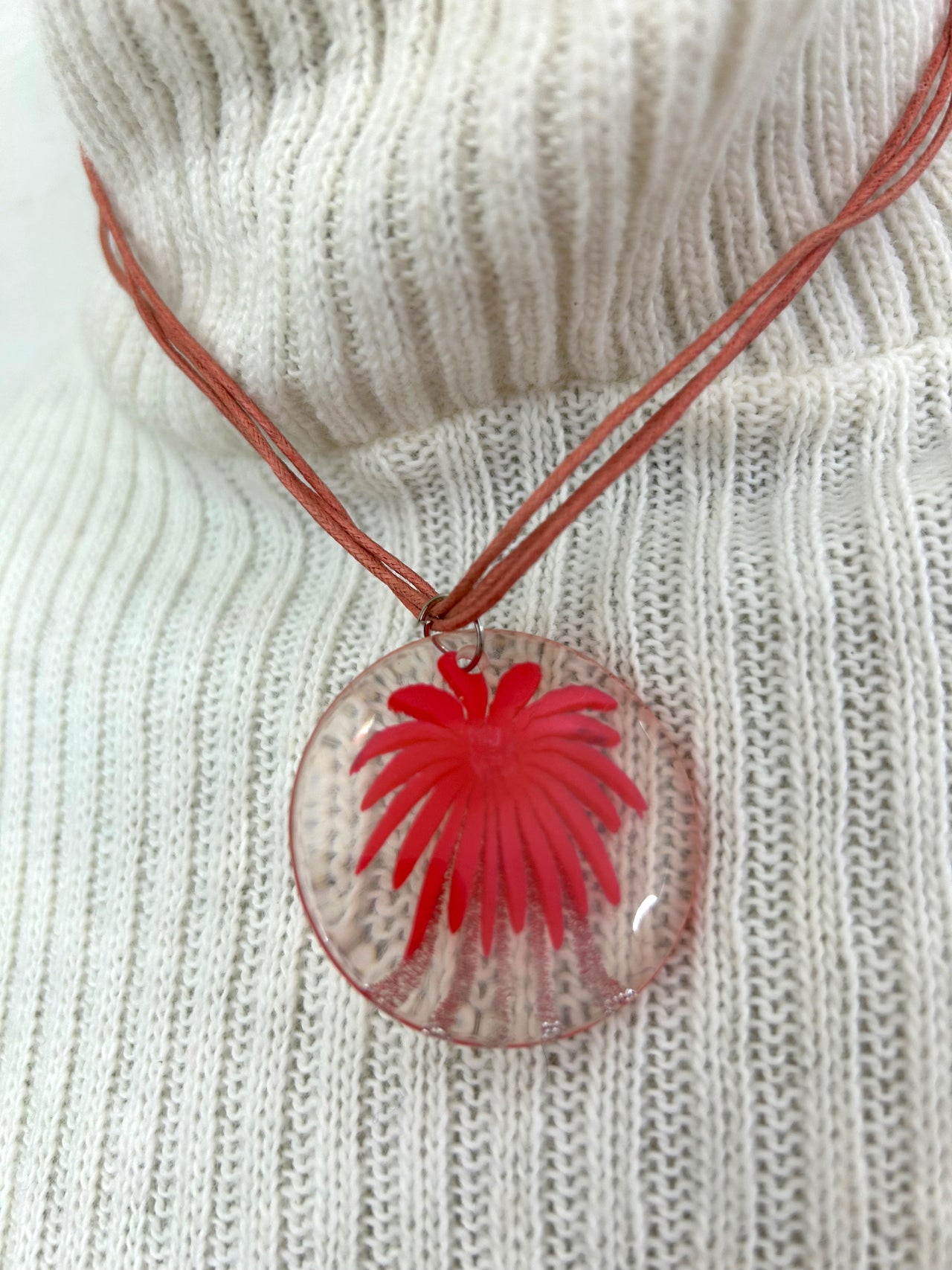 Pink Lucite Flower Necklace