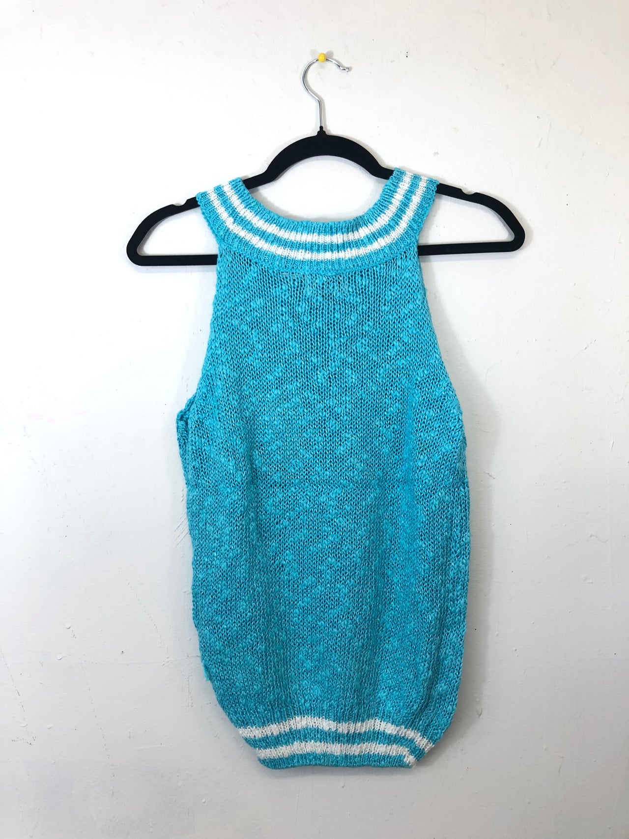 Wye Oaks Sleeveless Striped Turtleneck Sweater Blue