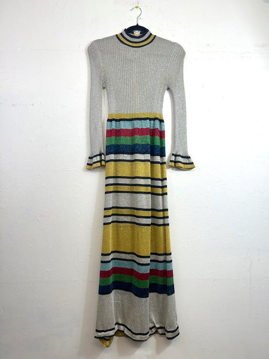 70s Striped Sparkle Maxi Dress