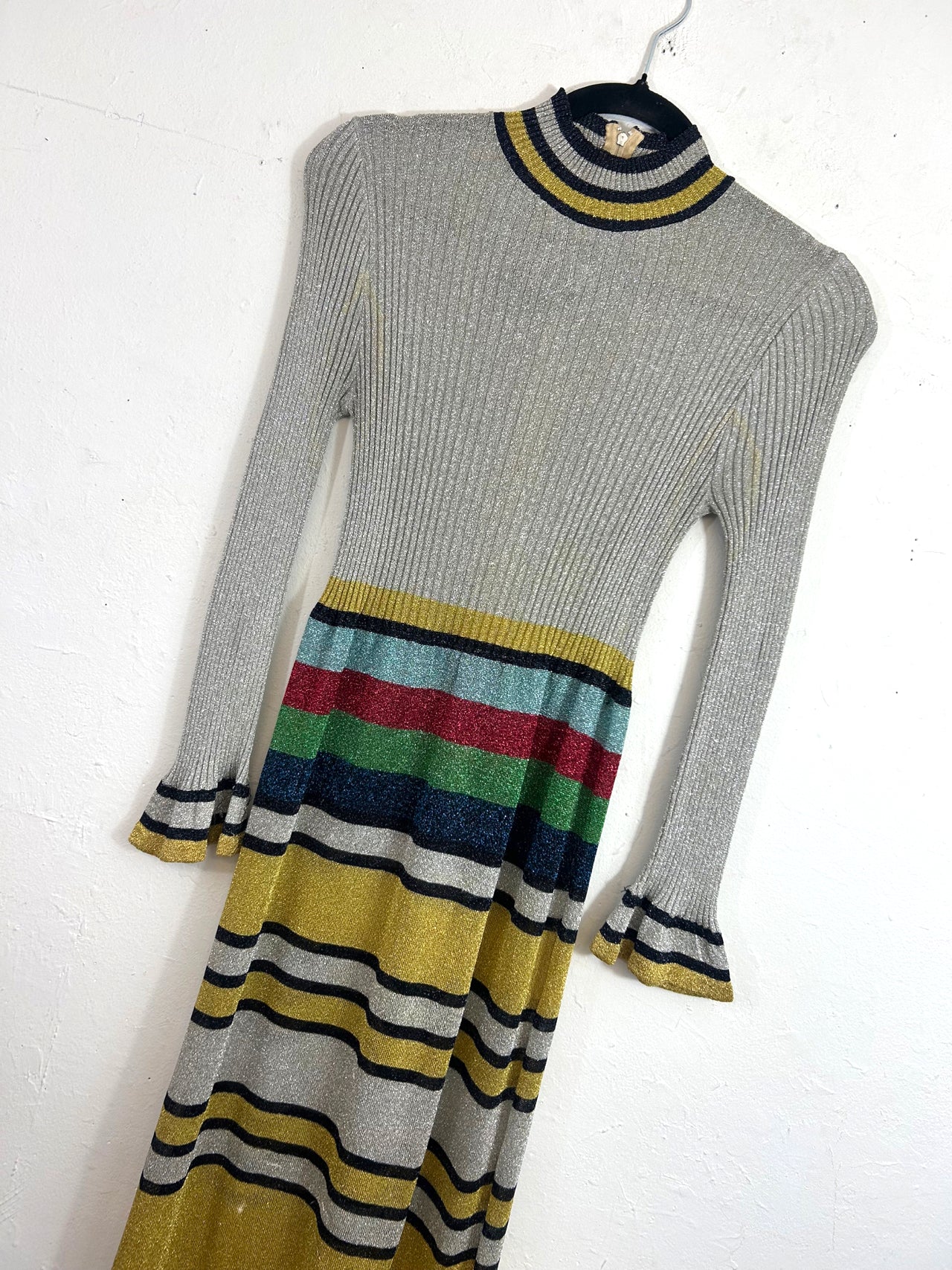 70s Striped Sparkle Maxi Dress