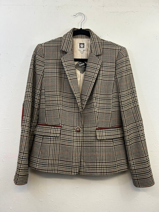 Anne Klein Plaid Professor Blazer