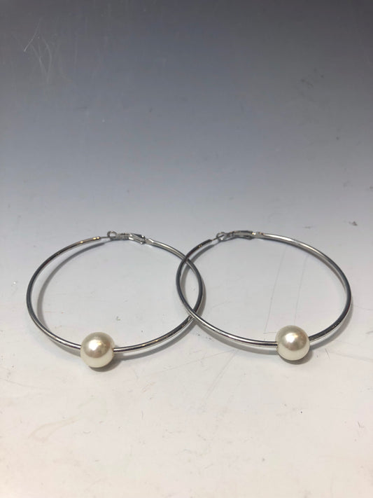 Speared (Faux) Pearl Hoop Earrings