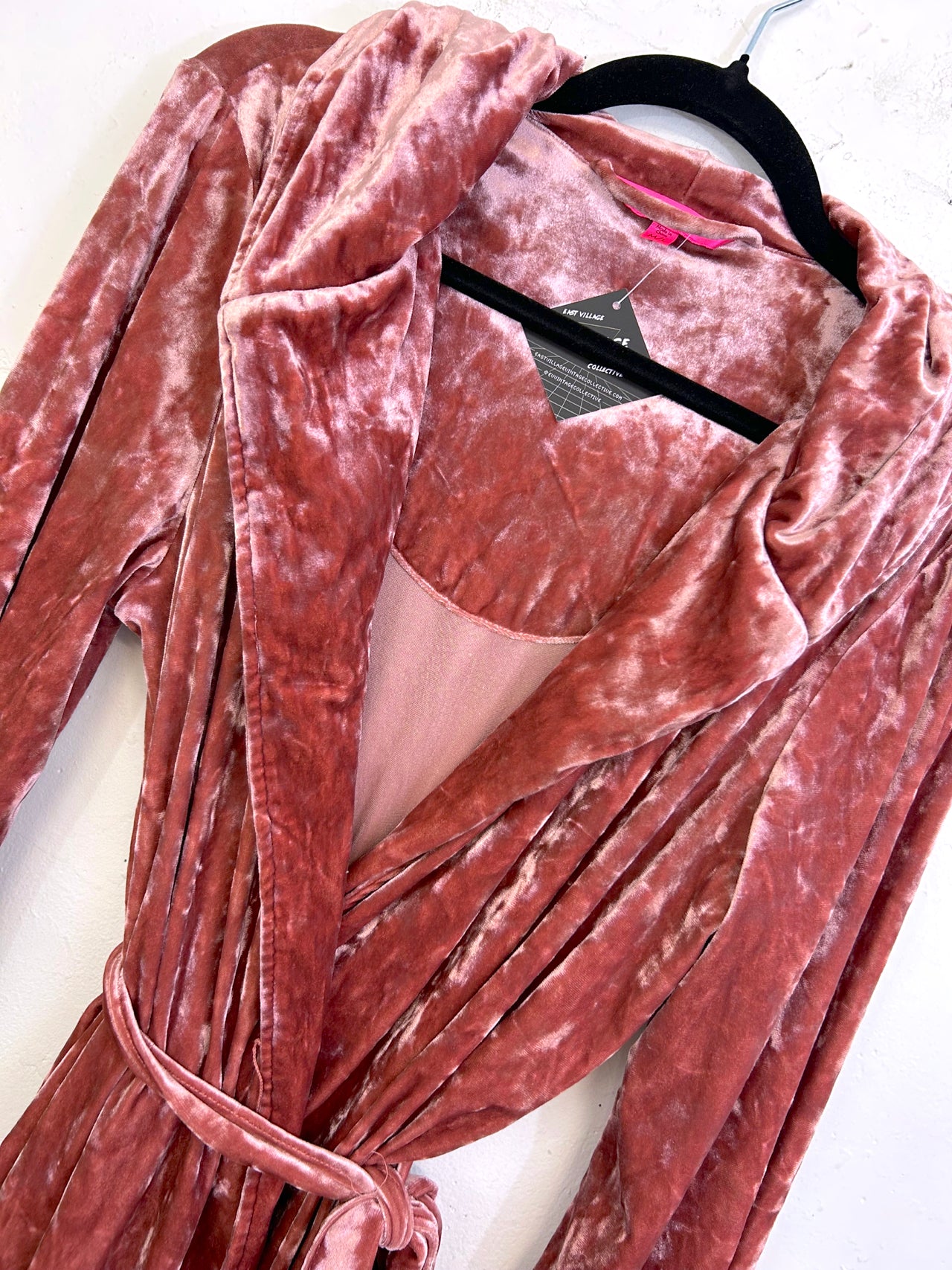 Betsey Johnson Hooded Pink Crushed Velvet Robe