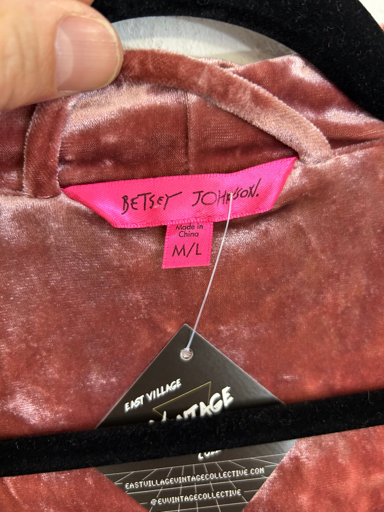 Betsey Johnson Hooded Pink Crushed Velvet Robe