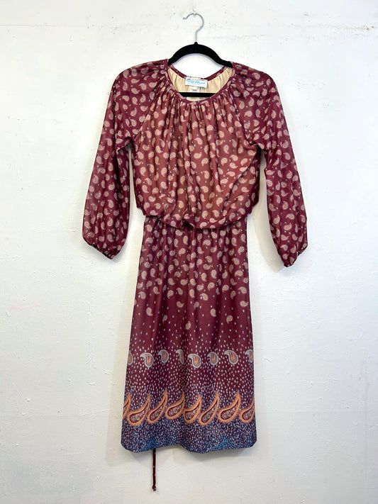 Cora's Closet Belted Paisley Dress