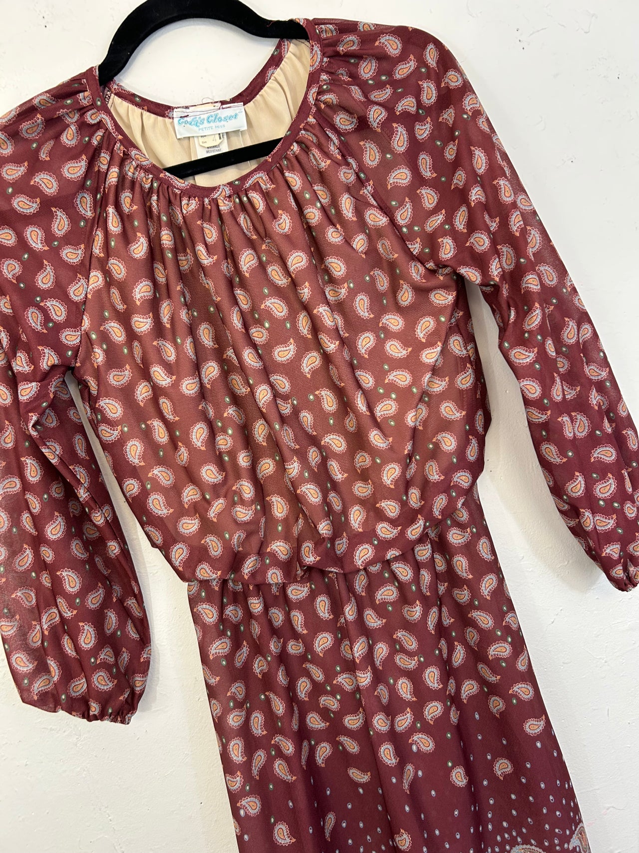 Cora's Closet Belted Paisley Dress