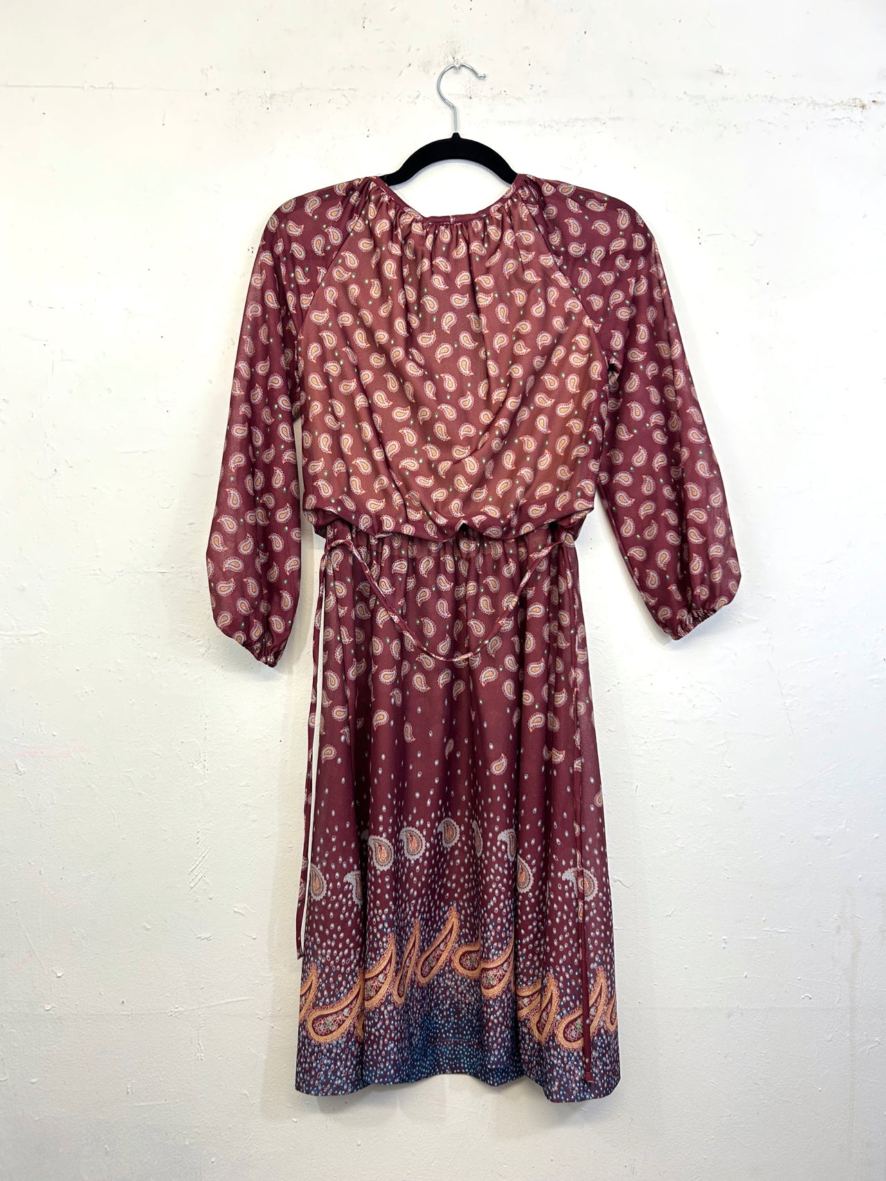 Cora's Closet Belted Paisley Dress