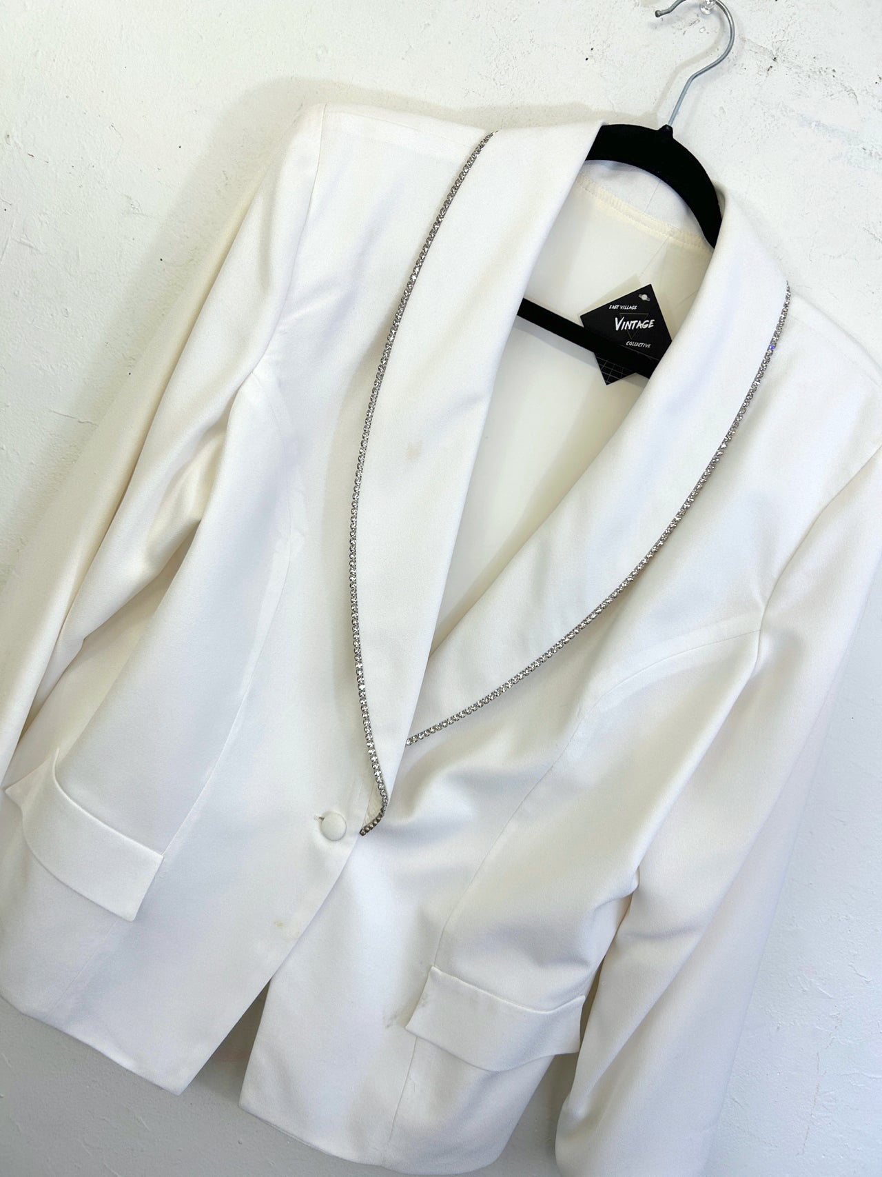 White & Rhinestones Blazer