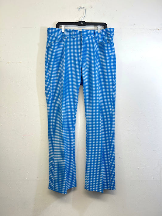 Blue Checkered 70s Pants