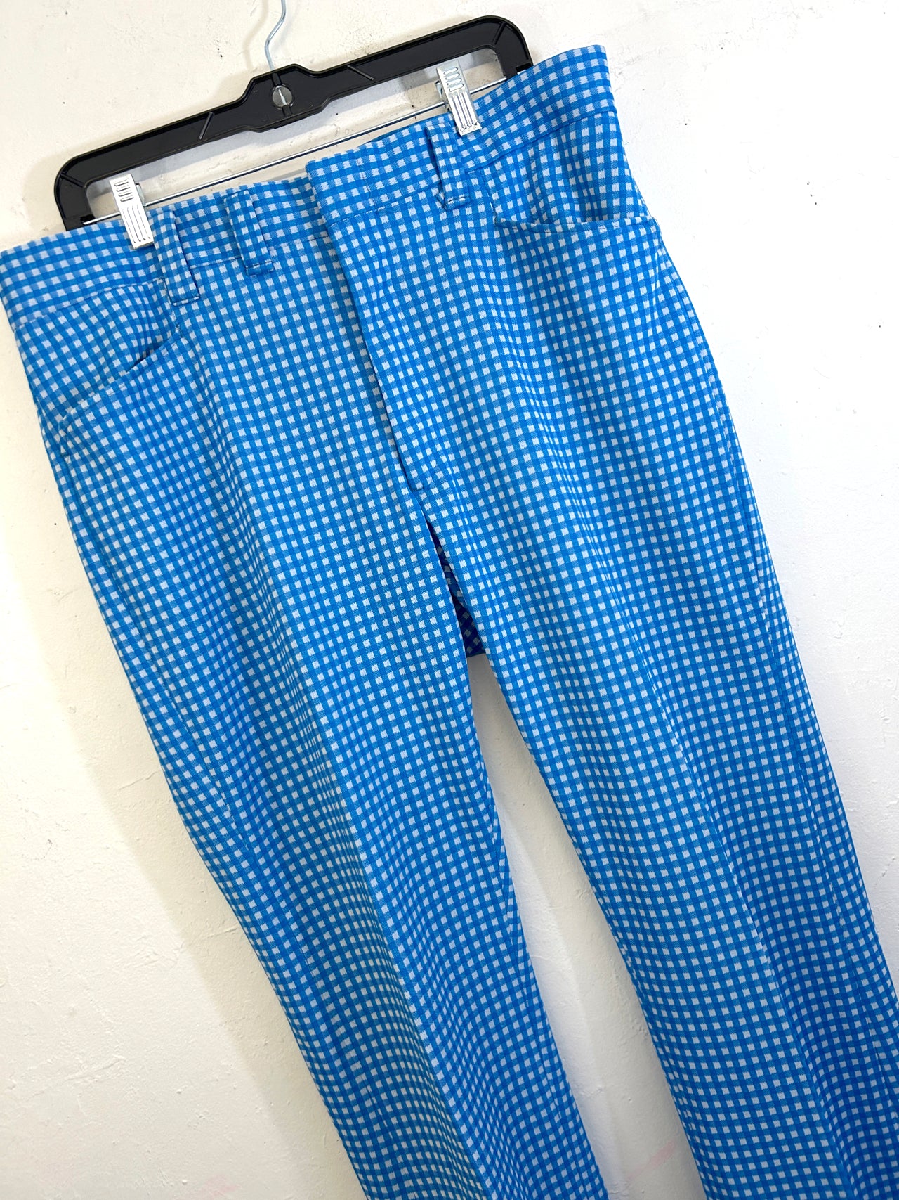 Blue Checkered 70s Pants