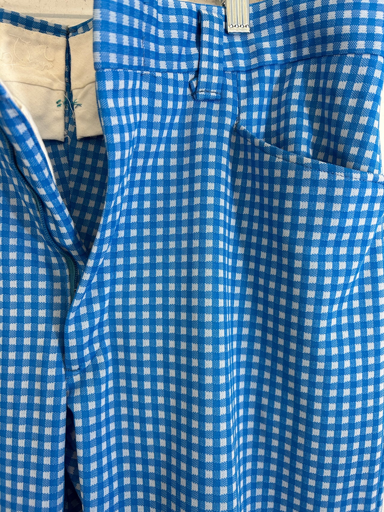 Blue Checkered 70s Pants