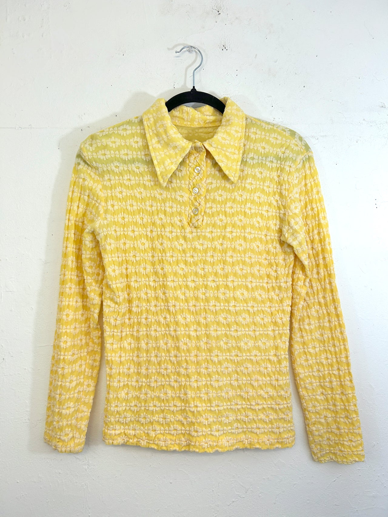 Yellow & White Floral 70s Top