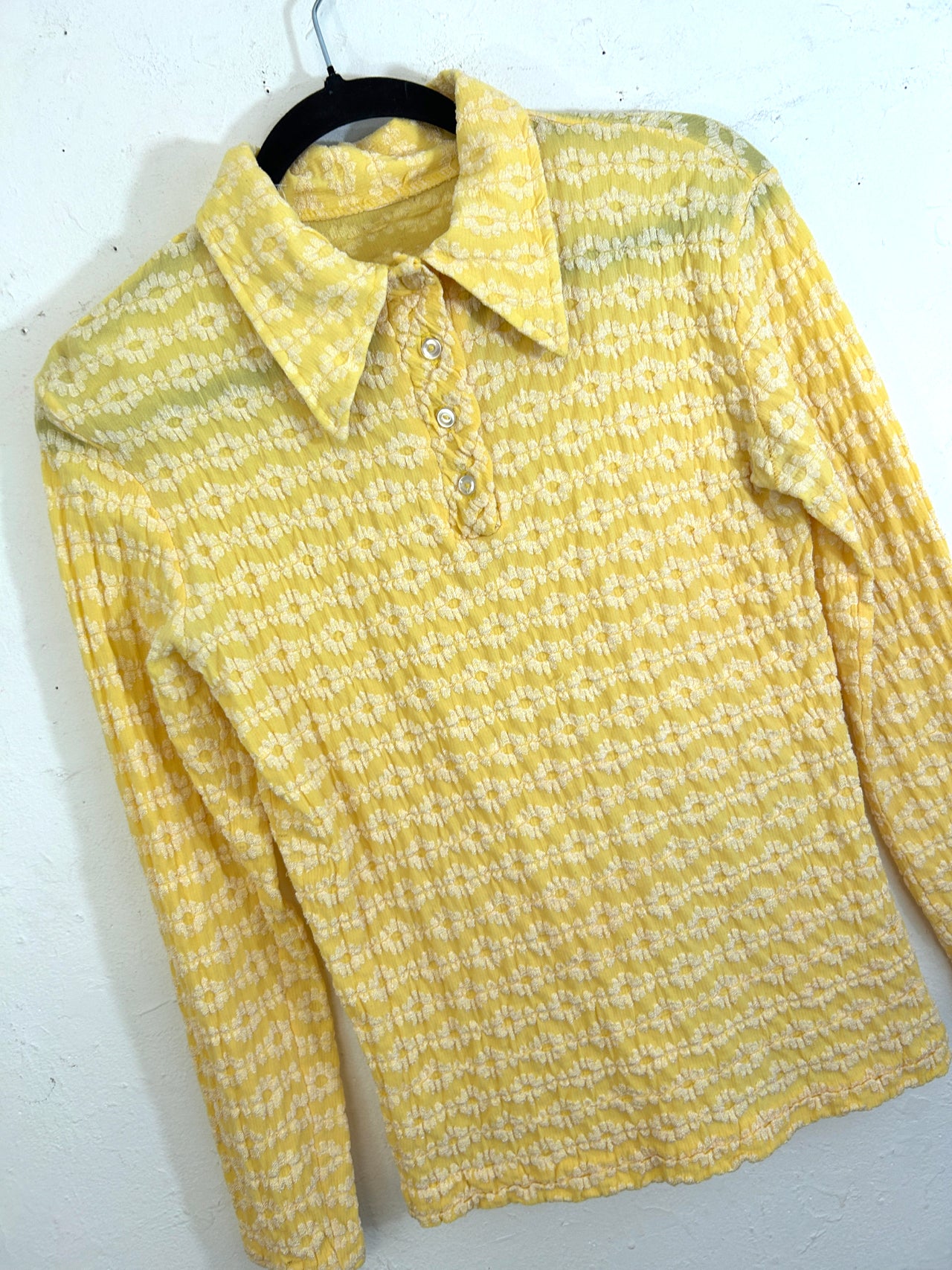 Yellow & White Floral 70s Top