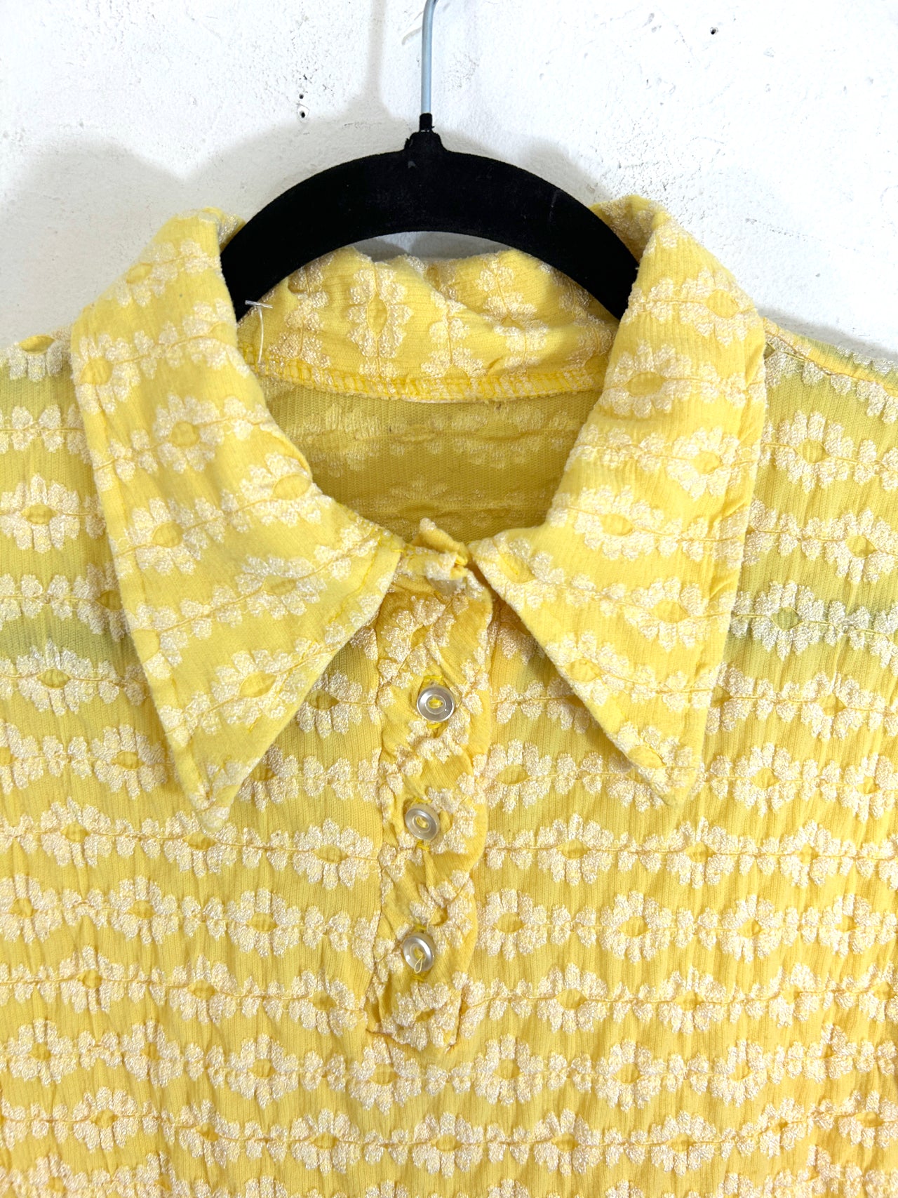 Yellow & White Floral 70s Top