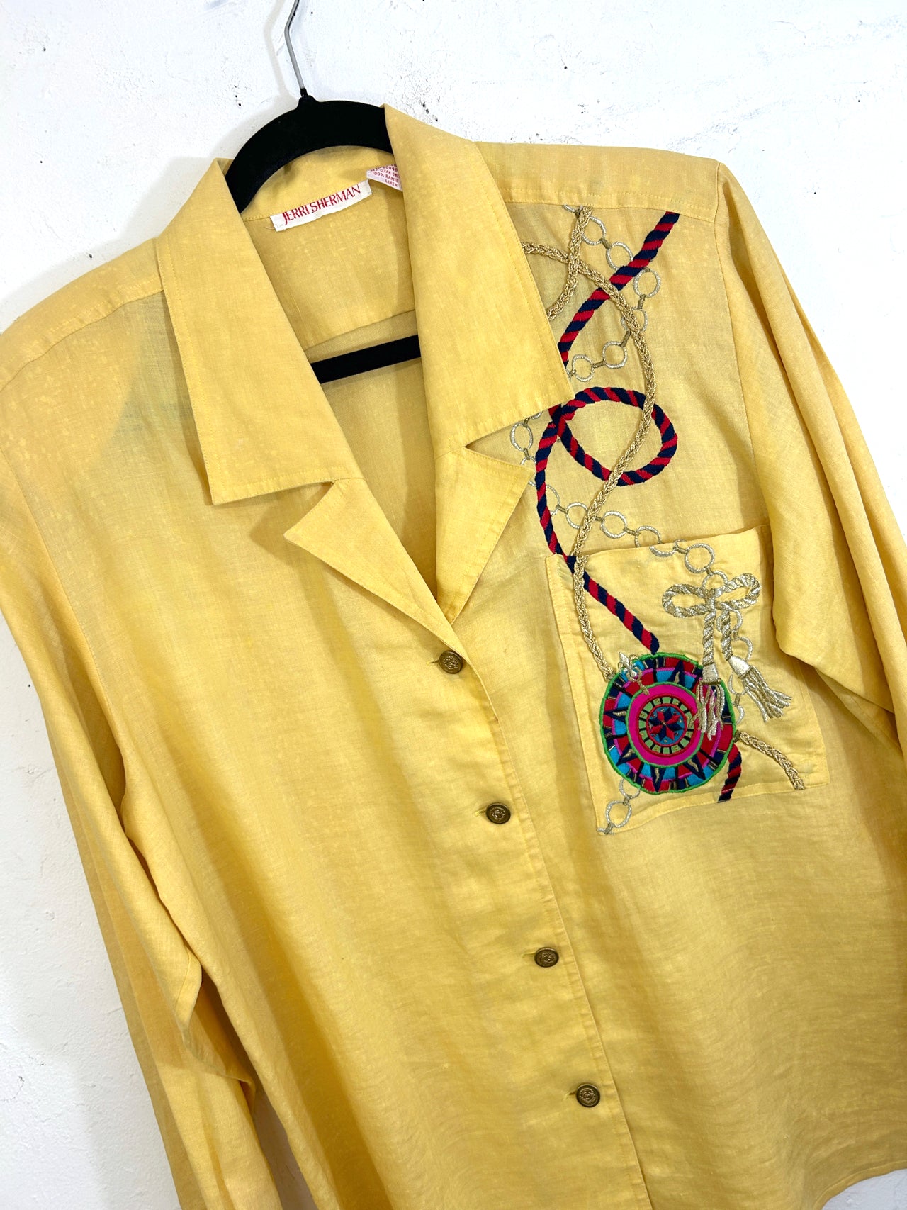 80s Jerri Sherman Linen Nautical Shirt