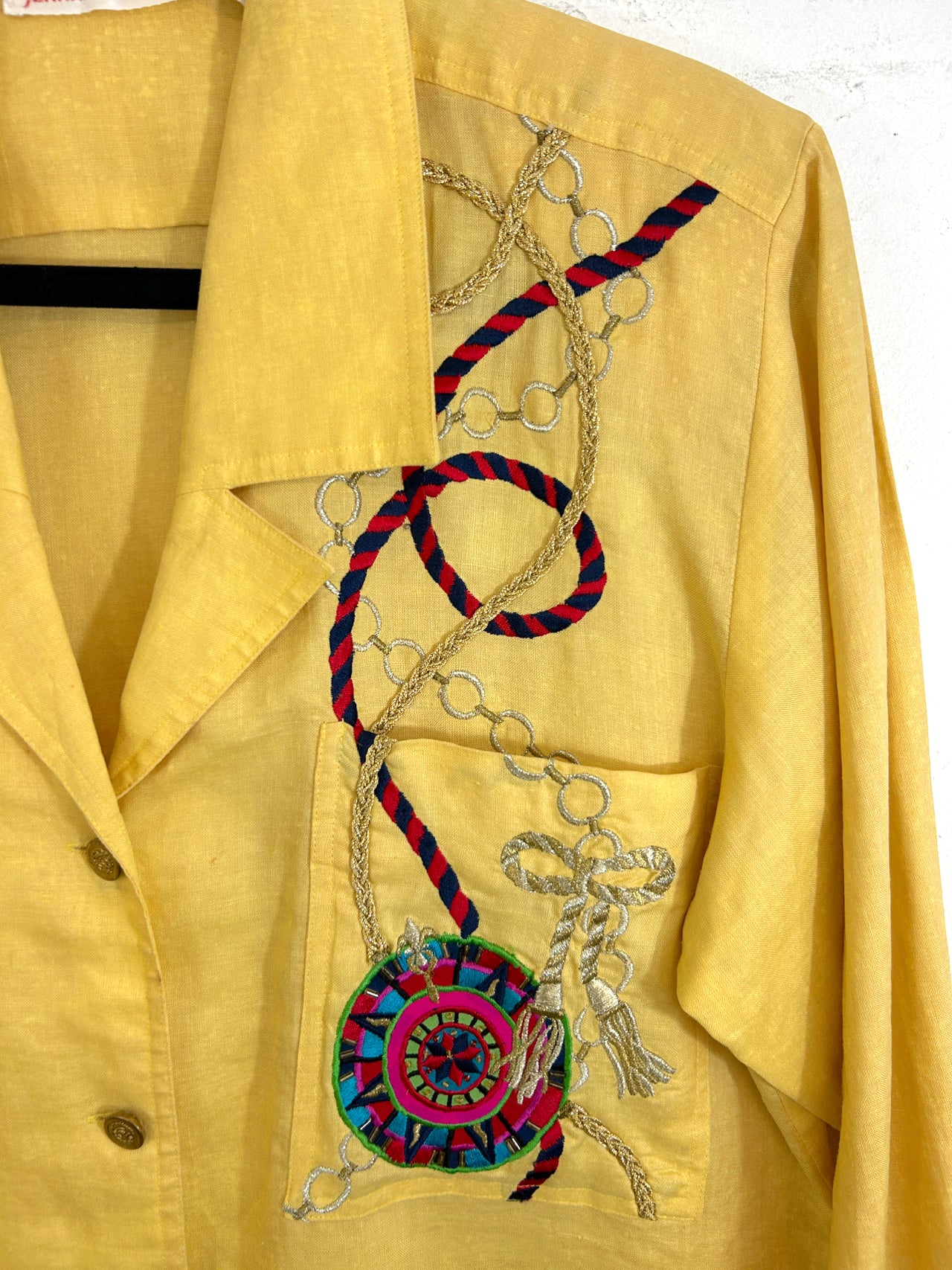 80s Jerri Sherman Linen Nautical Shirt