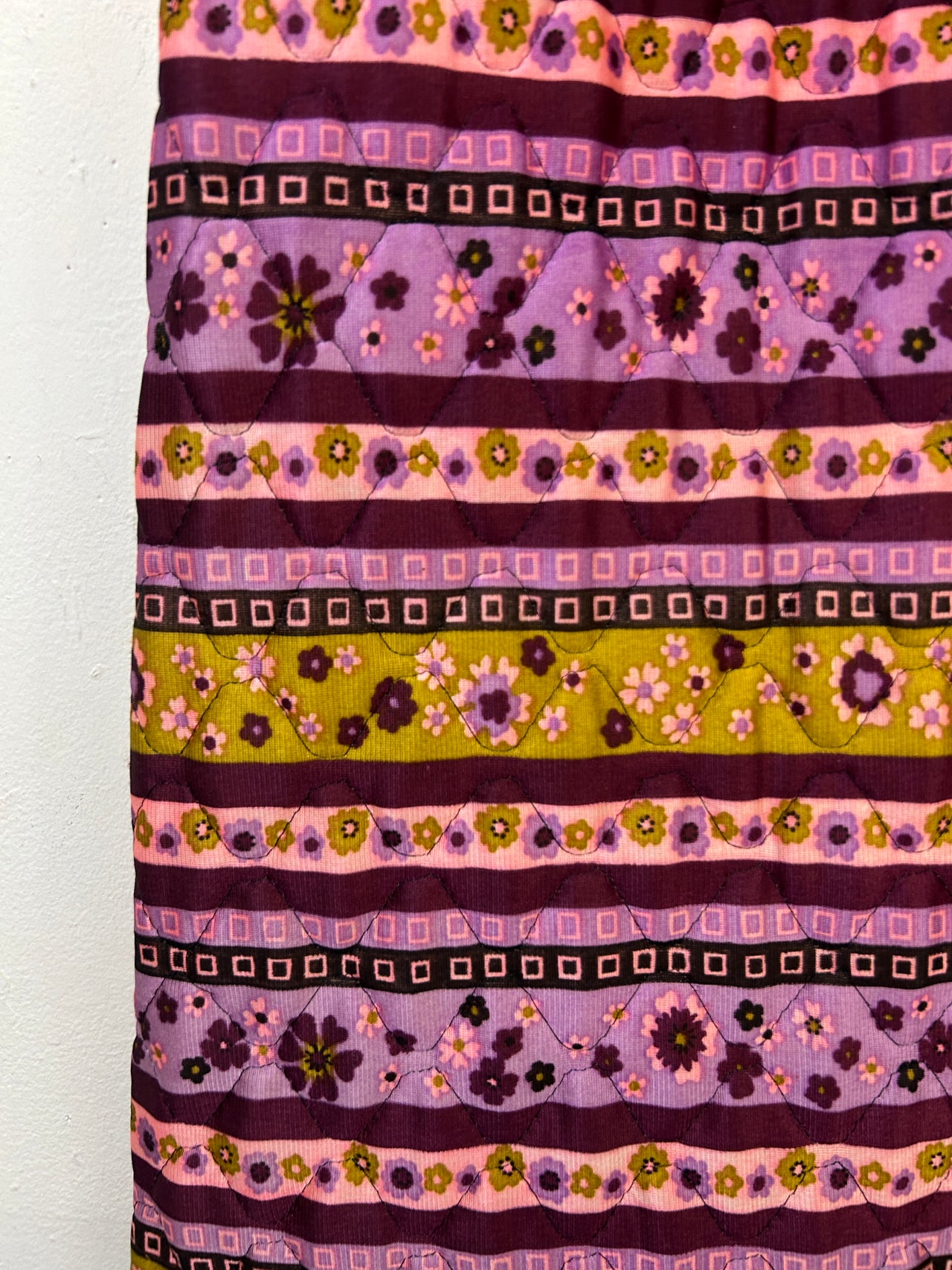 Velvet & Quilted 70s Maxi Dress w/Belt