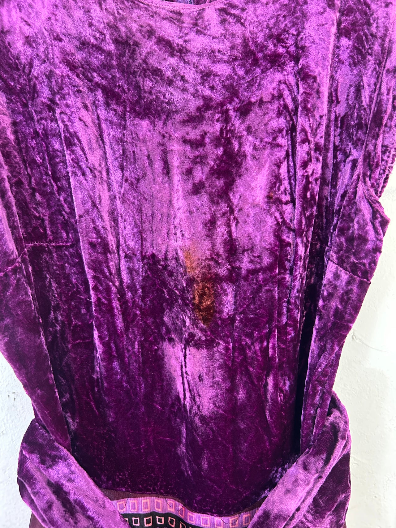 Velvet & Quilted 70s Maxi Dress w/Belt