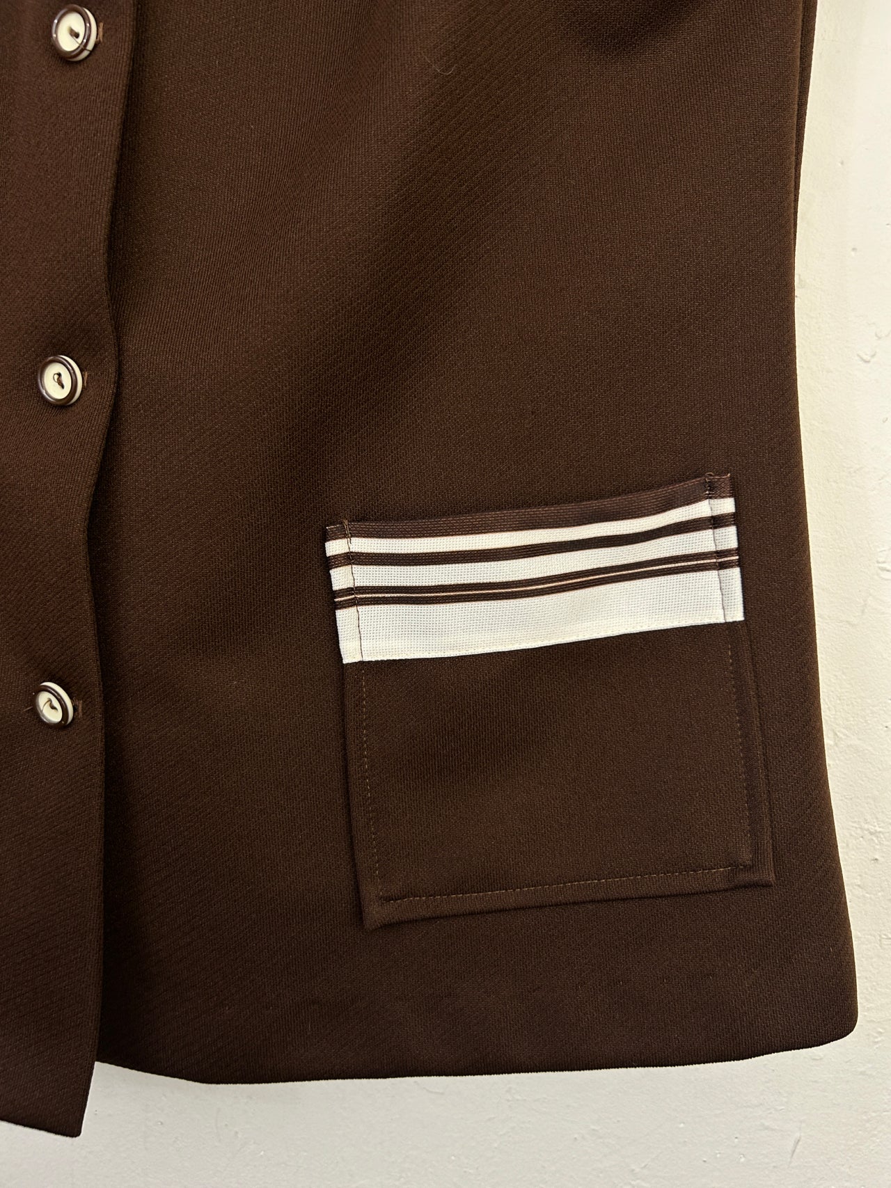 Brown & White 70s Button Up Top
