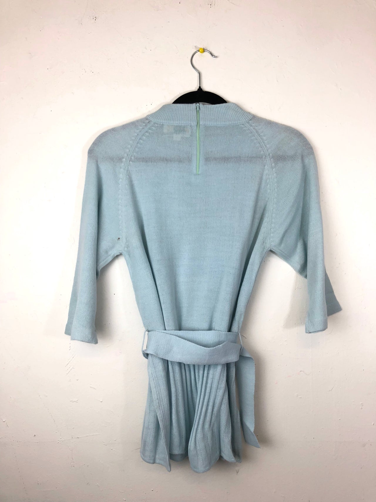 Helen Sue Mock Turtleneck Belted Sweater - Light Blue (Deadstock)