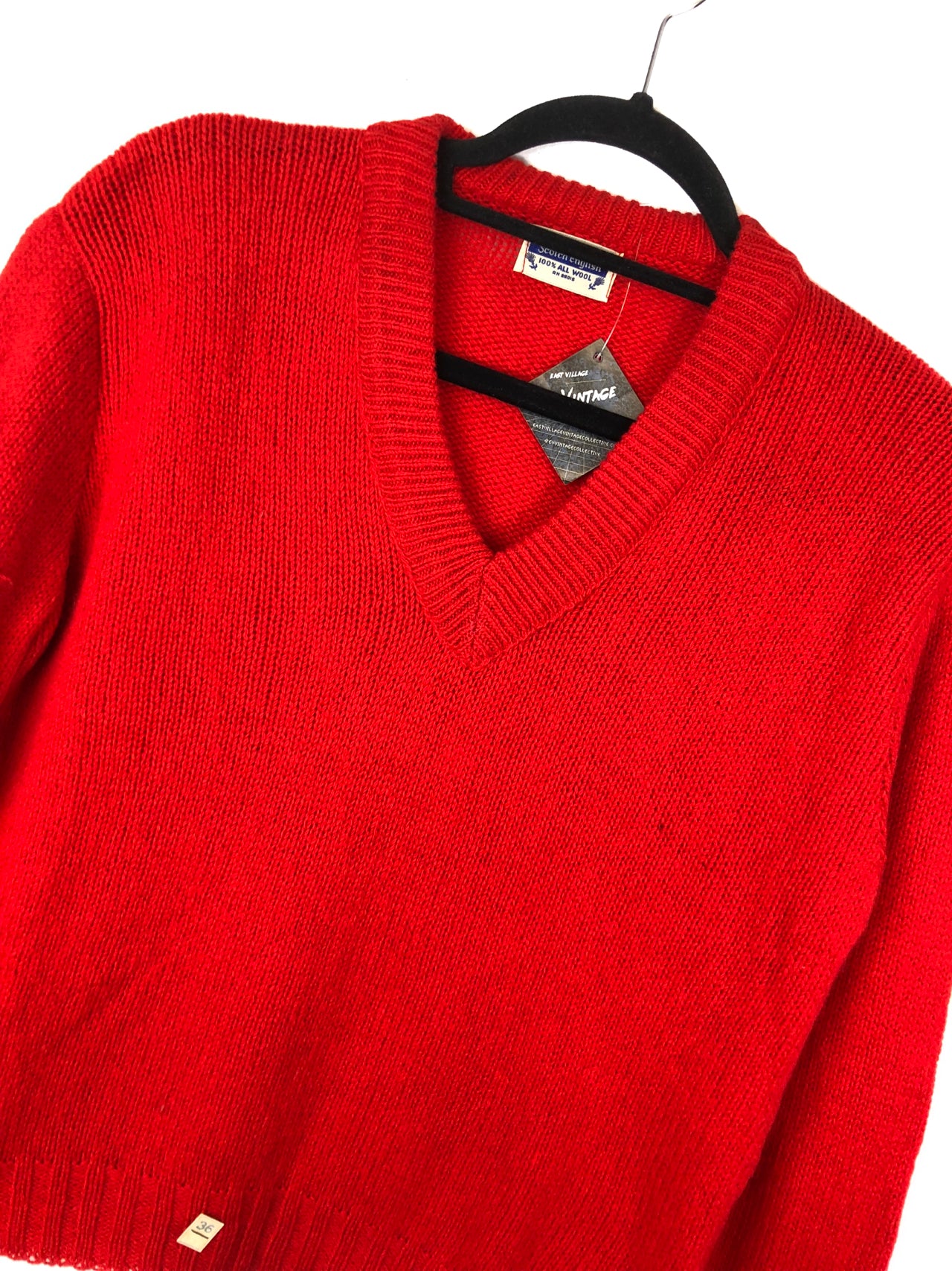 Miss Scotch English V-Neck Sweater - Red (Deadstock)