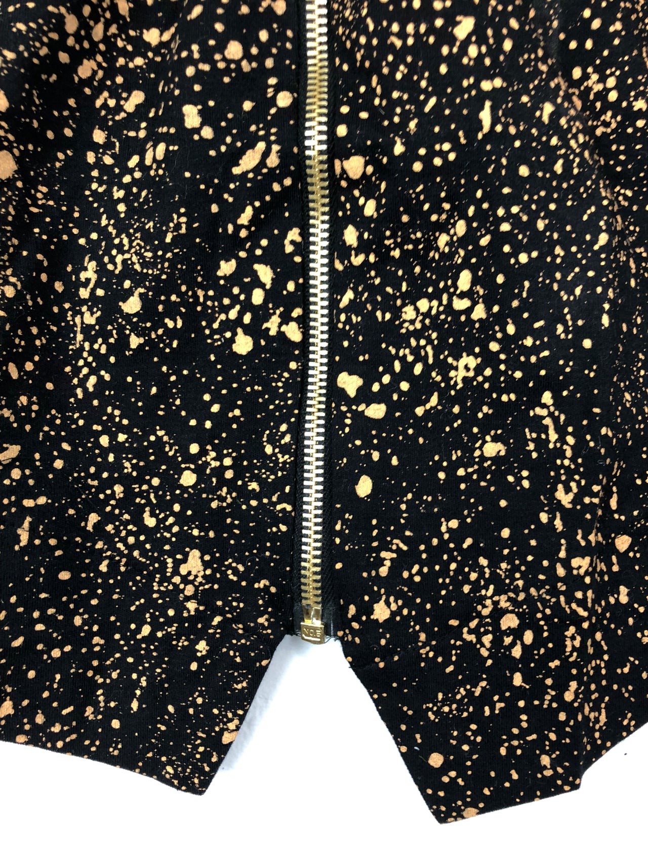 Helen Sue Black & Tan Splatter Paint Zip-Up Top (Deadstock)