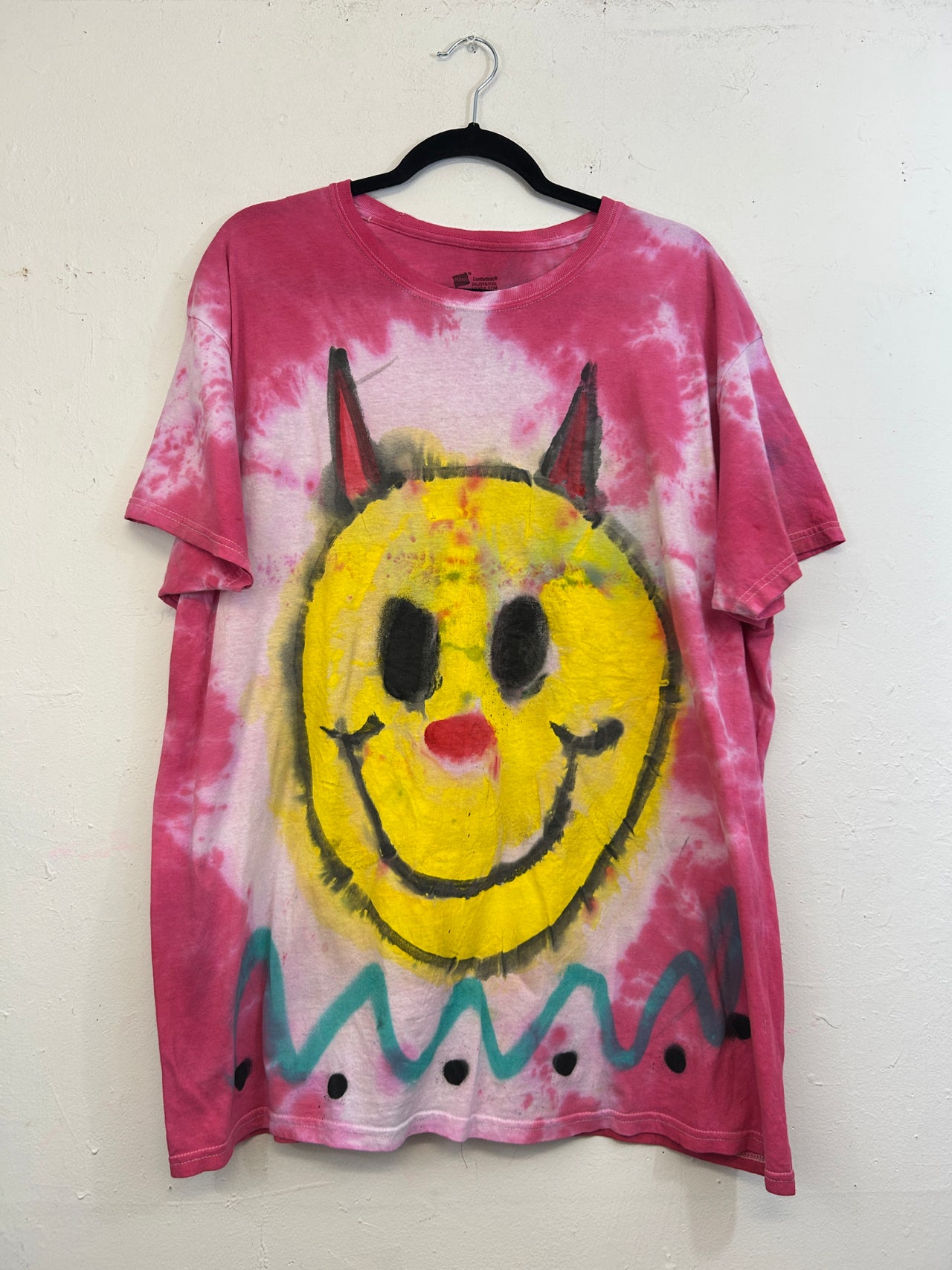 Devil Smily Face T-Shirt Hand-Painted by Scooter La Forge