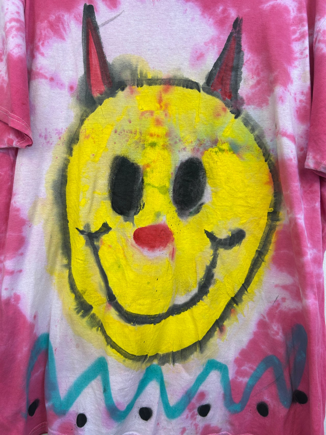 Devil Smily Face T-Shirt Hand-Painted by Scooter La Forge