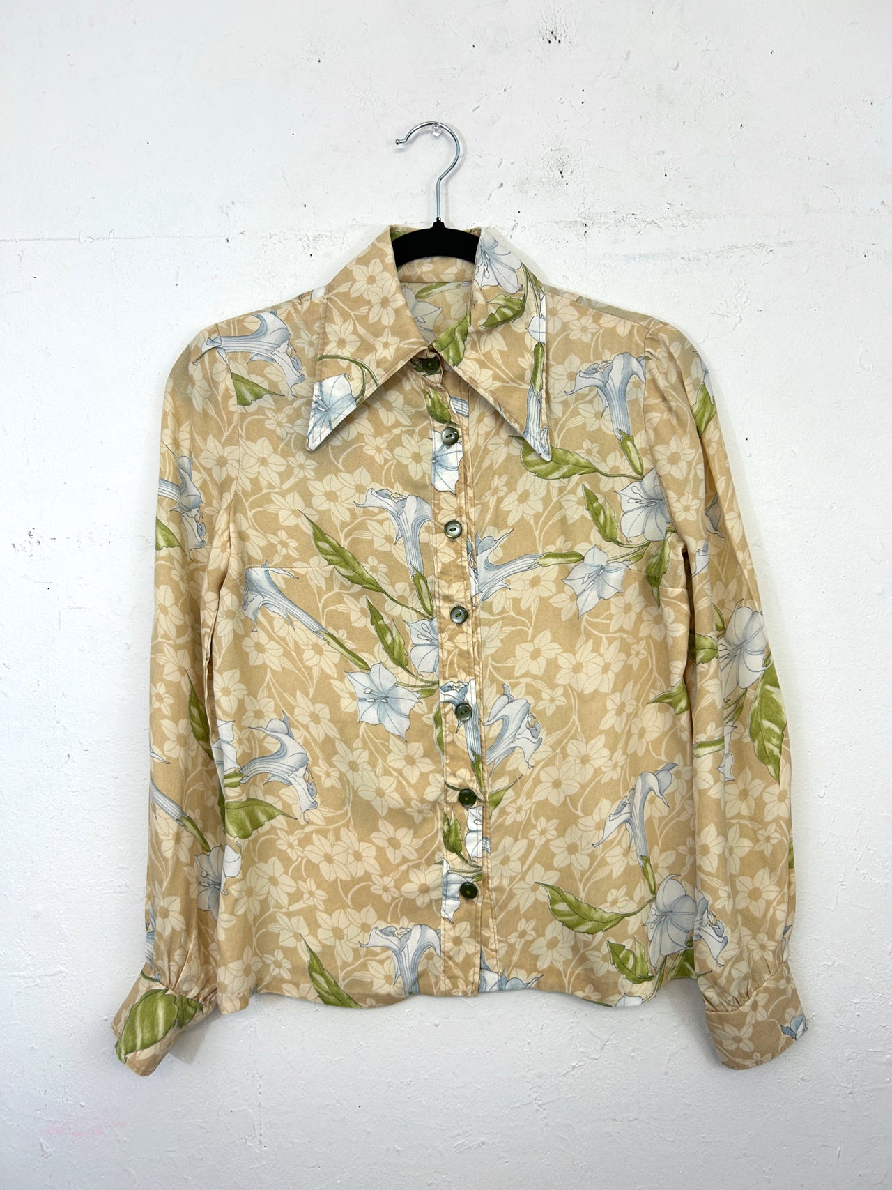 70s Orchid Print Blouse