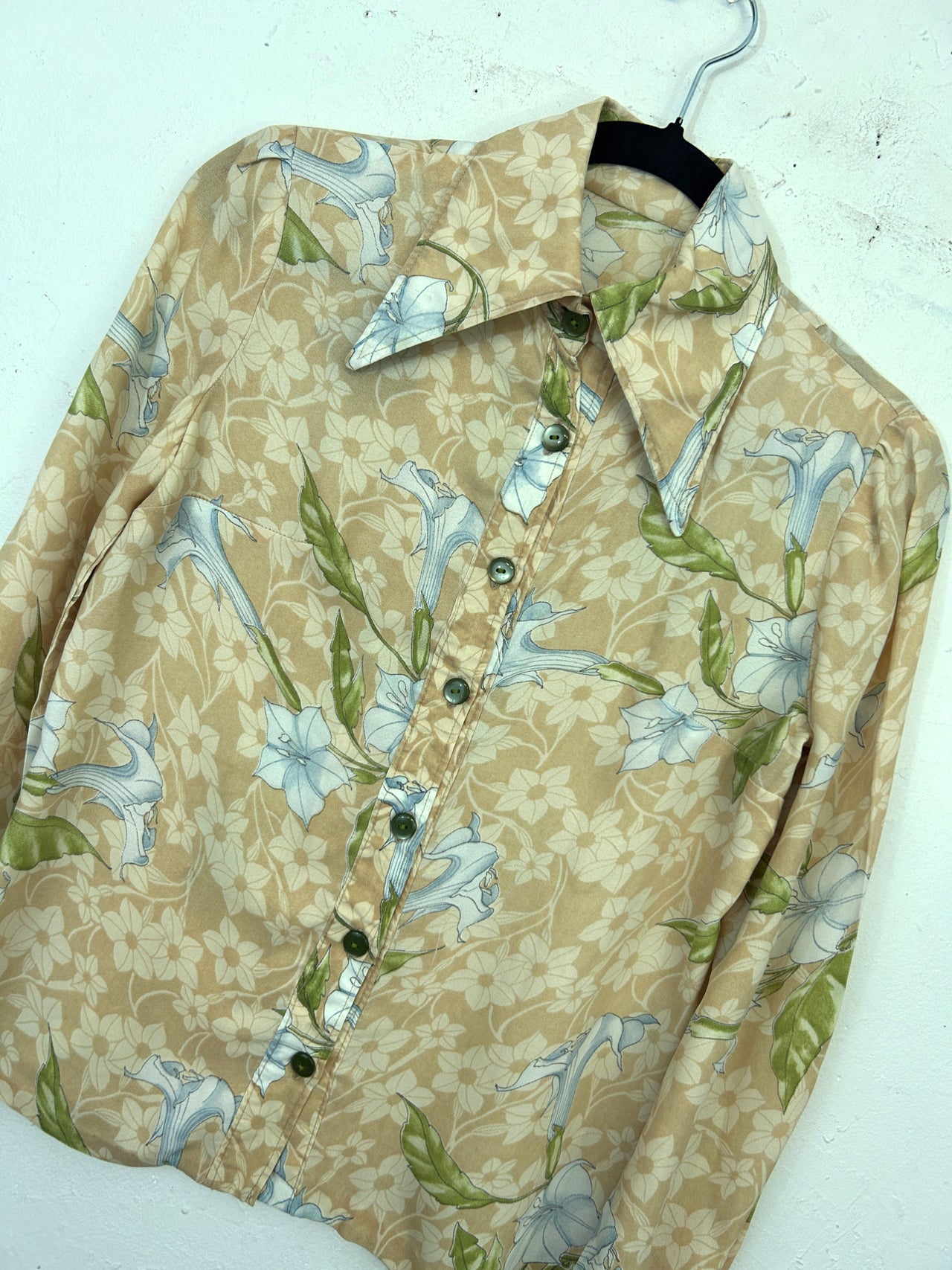 70s Orchid Print Blouse