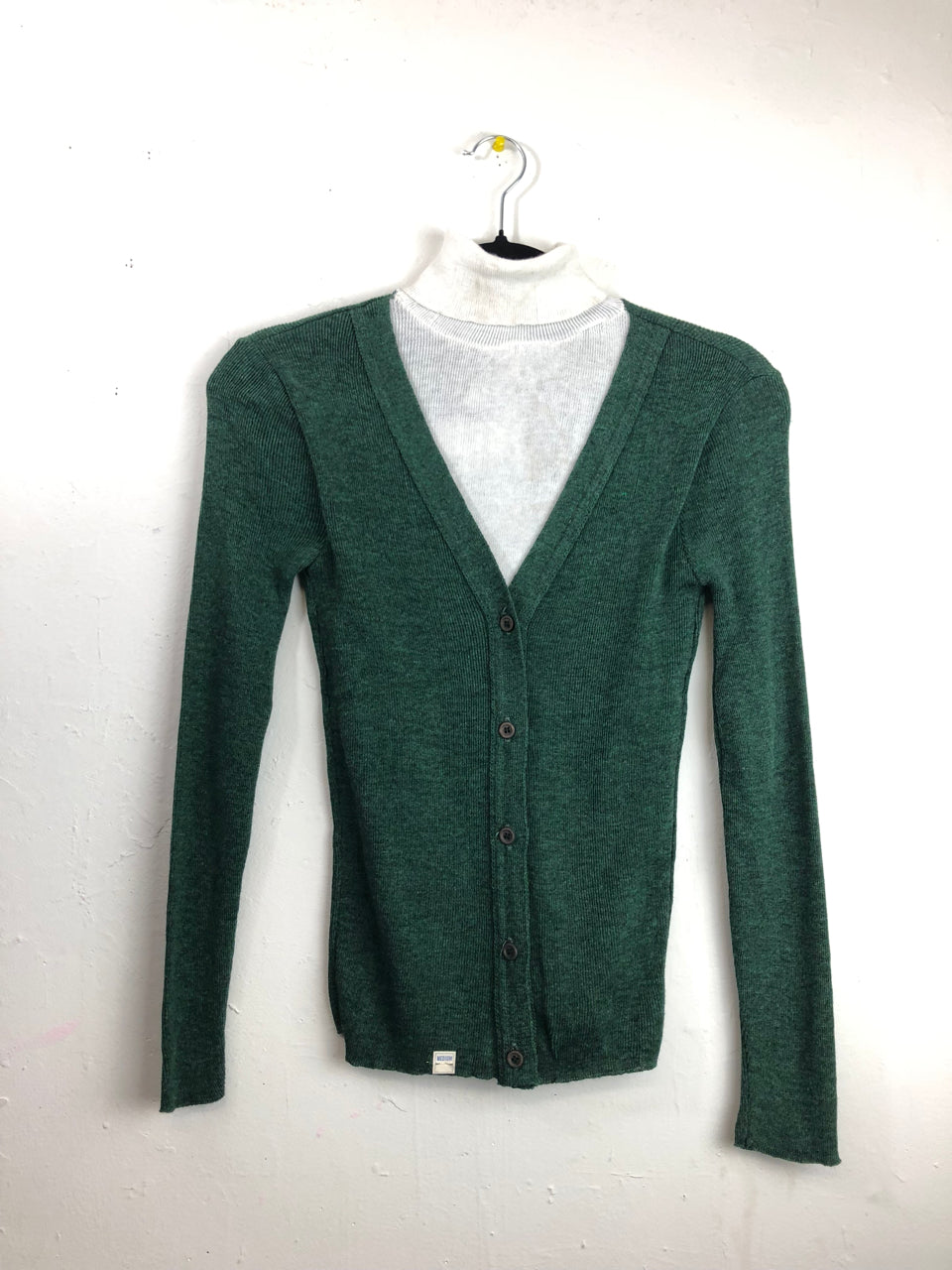 Miss Scotch English Turtleneck Sweater - Green & White (Deadstock)