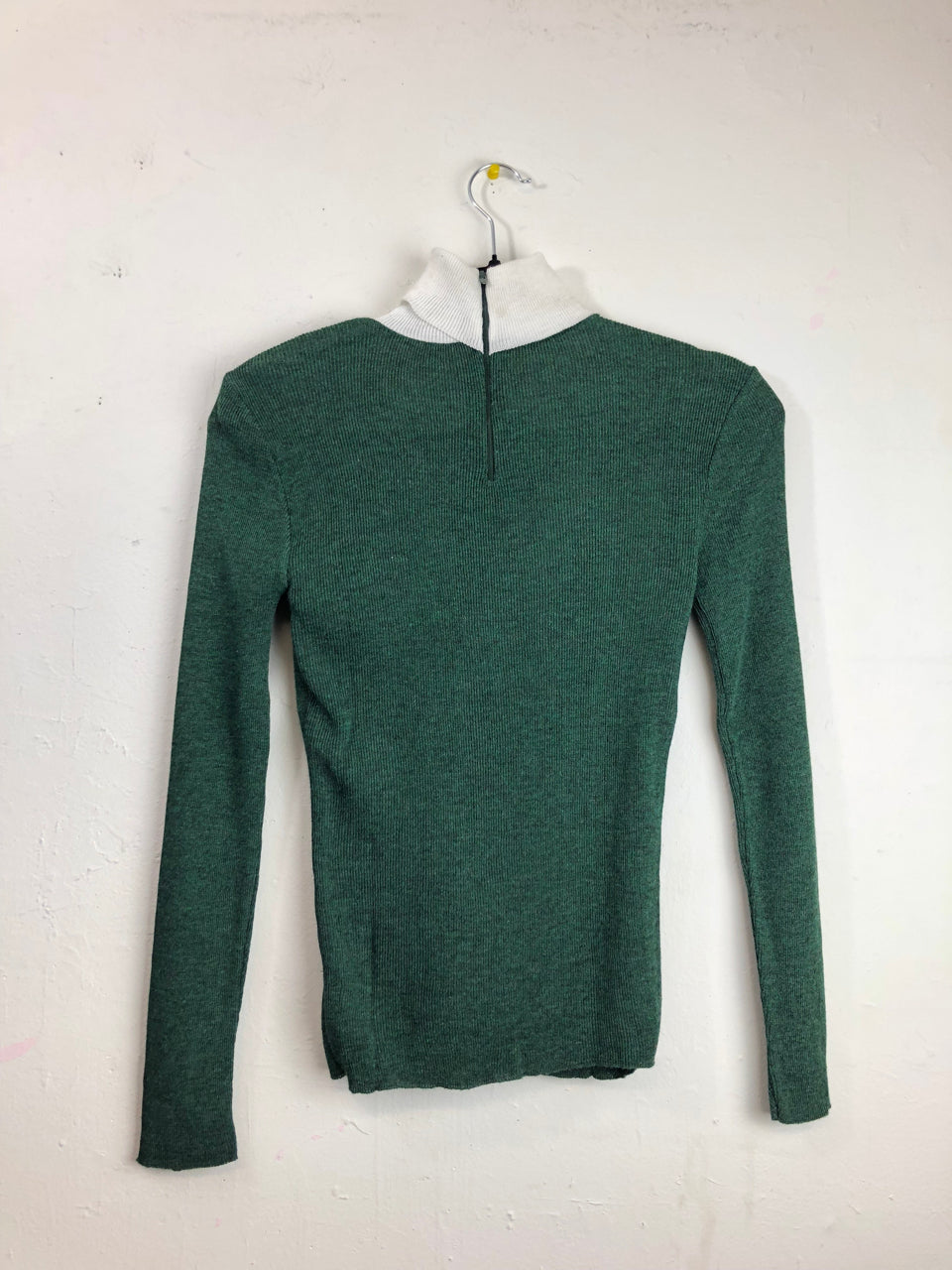 Miss Scotch English Turtleneck Sweater - Green & White (Deadstock)