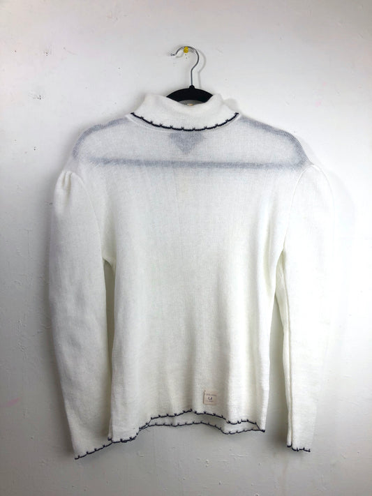 Turtleneck Sweater with Trim - White (Deadstock)