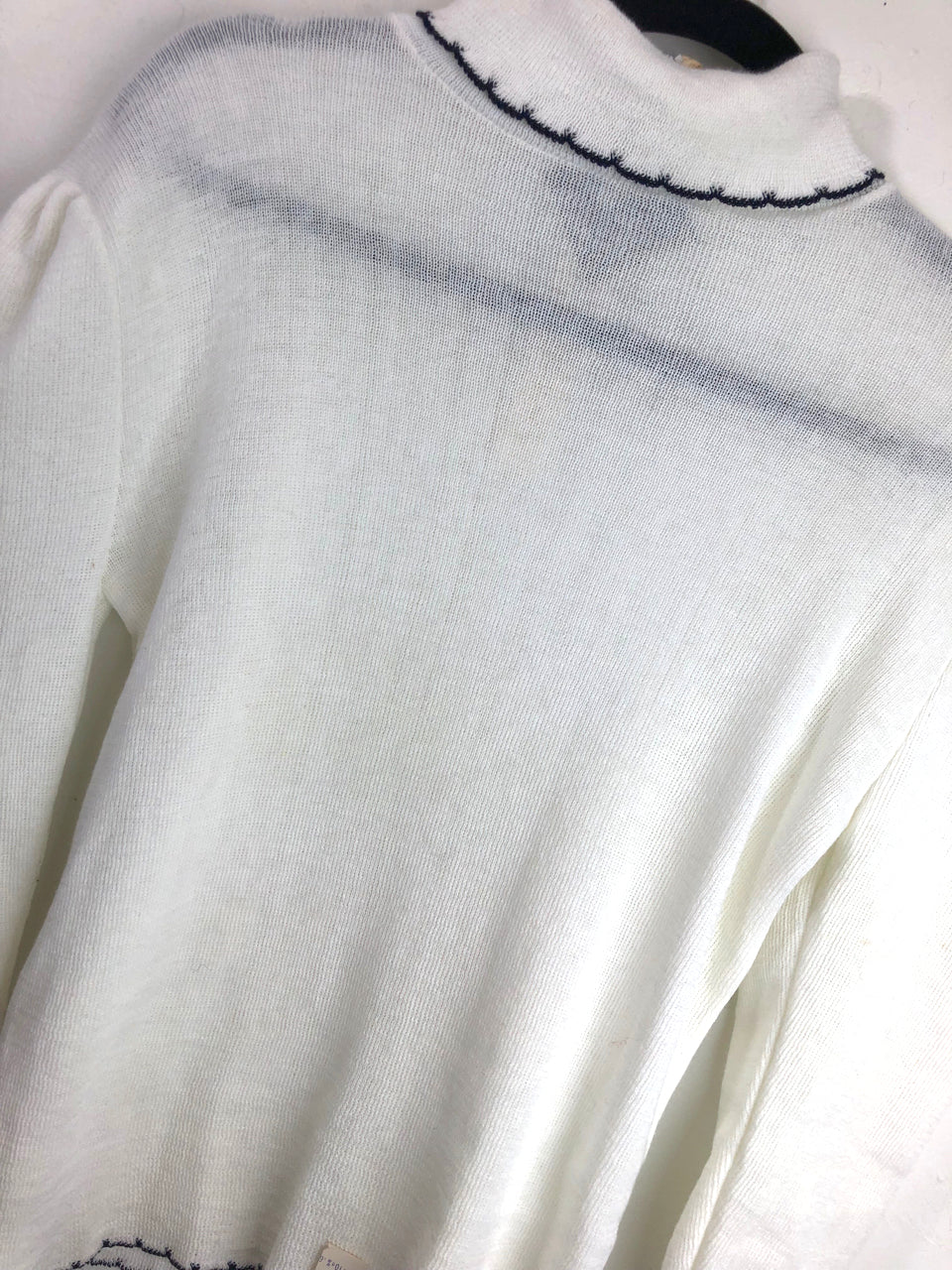 Turtleneck Sweater with Trim - White (Deadstock)