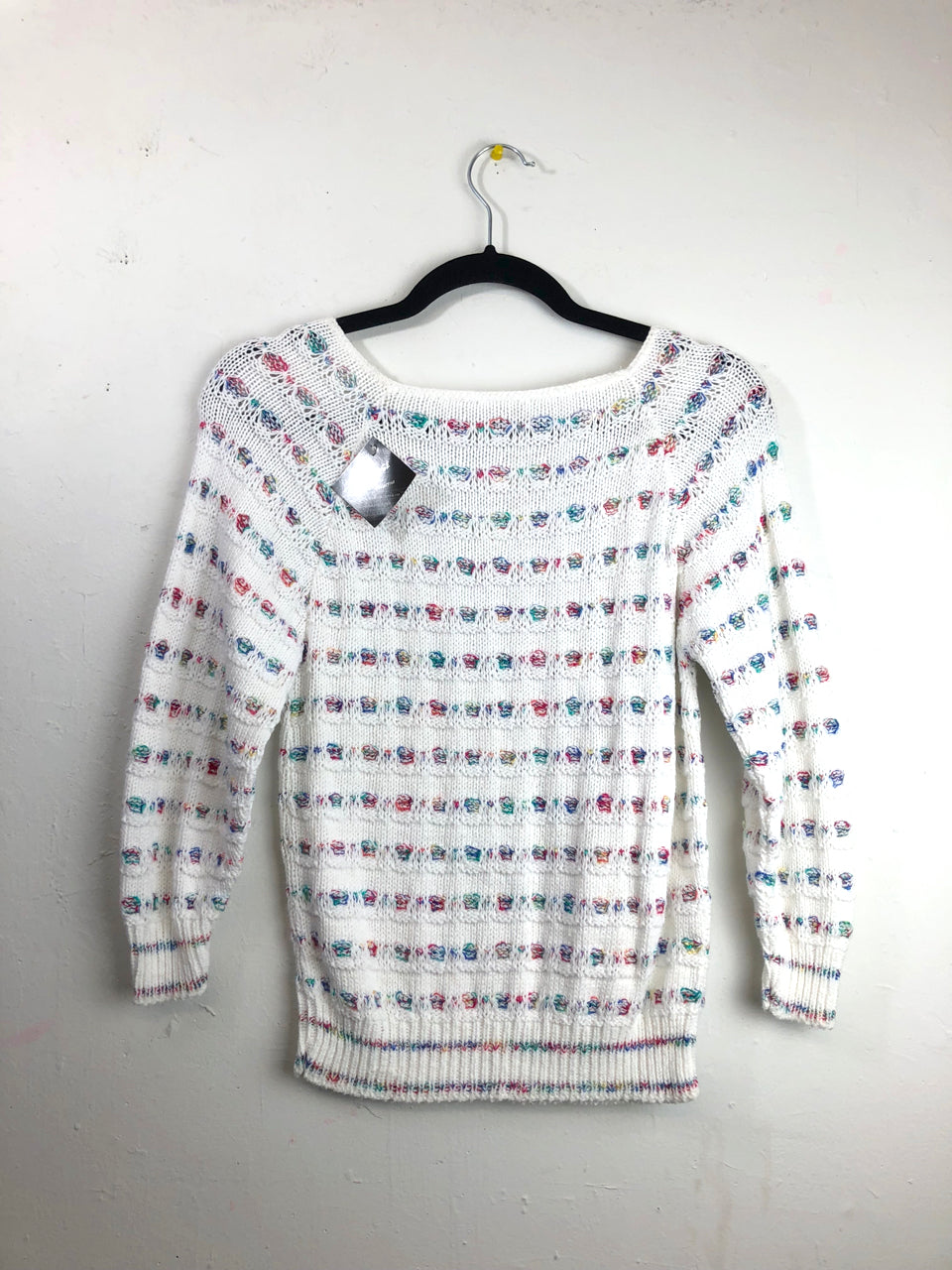 Helen Sue Mixed Pastel Lines Sweater - White (Deadstock)