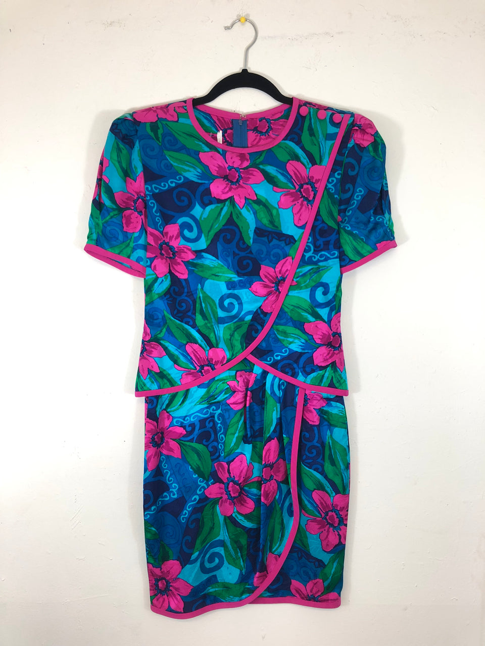 Silk Floral 80s Dress