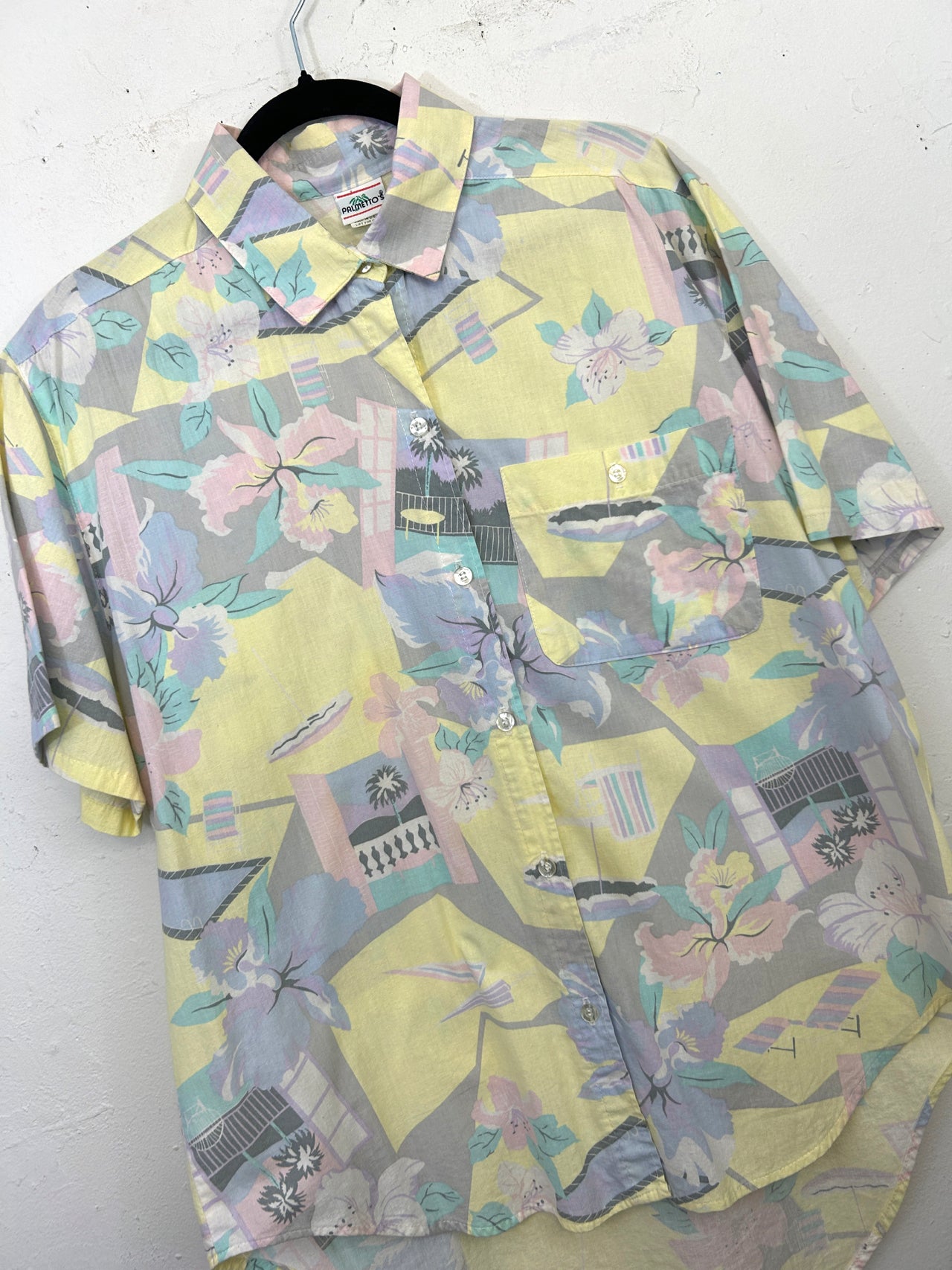 Palmetto's Short-Sleeved Button Up Top