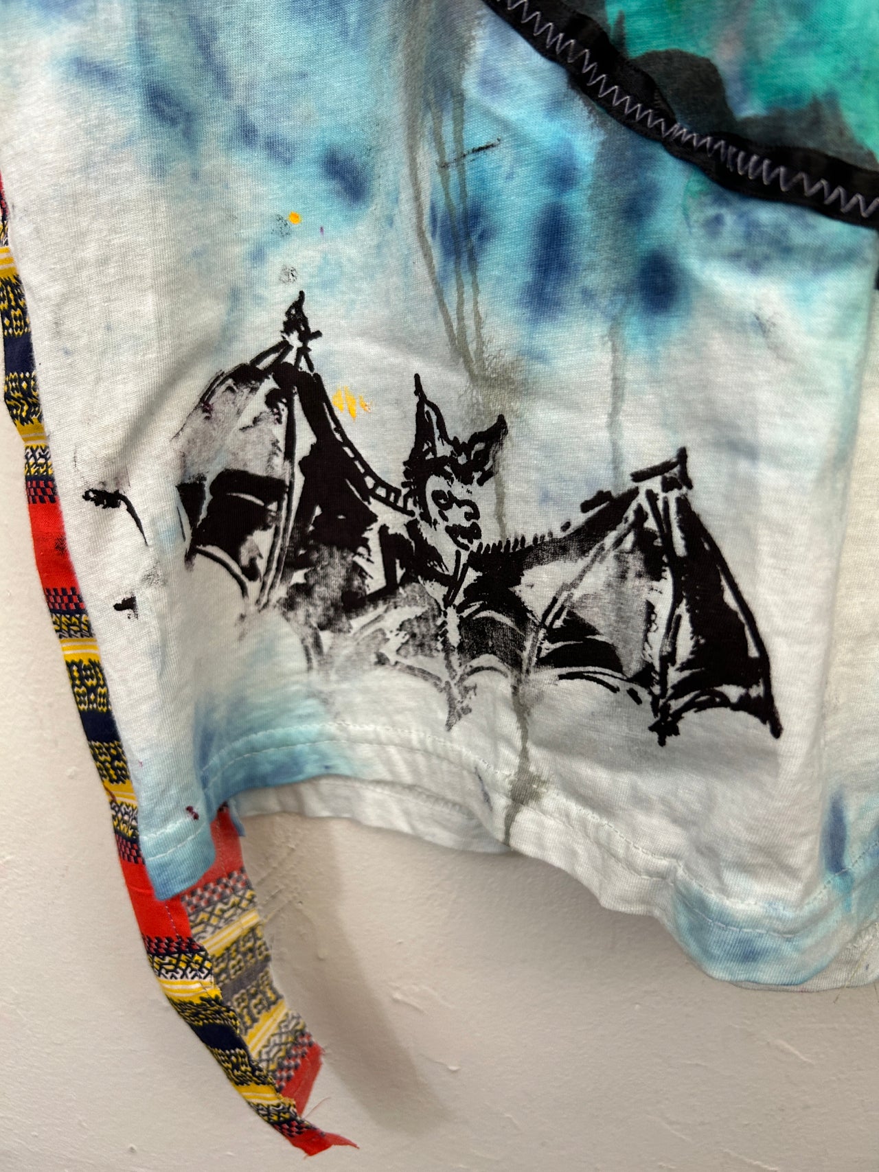 Smiley & Bats T-Shirt Hand-Painted/Hand-Embellished by Scooter La Forge
