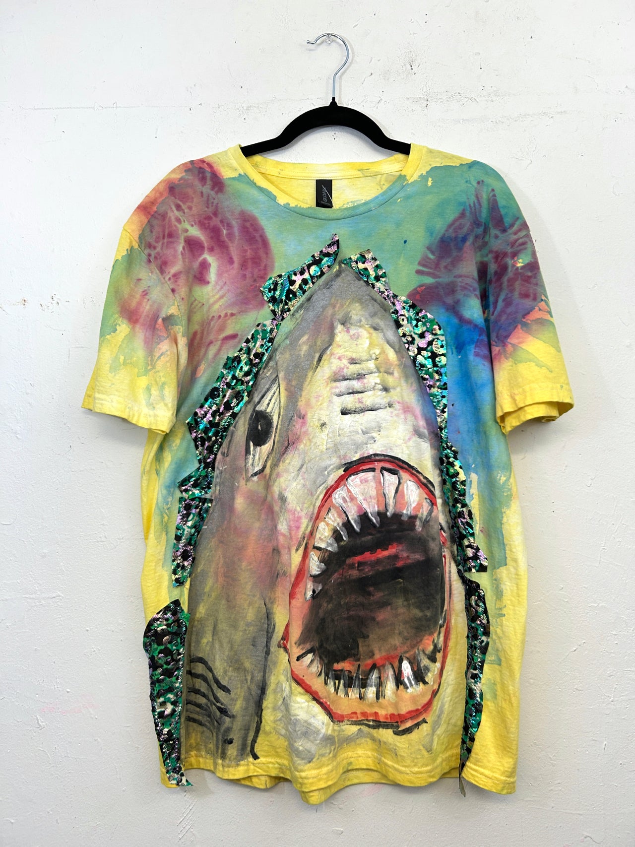 Shark T-Shirt Hand-Painted/Hand-Embellished by Scooter La Forge
