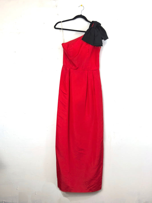 Red & Black 80s Ball Gown Dress