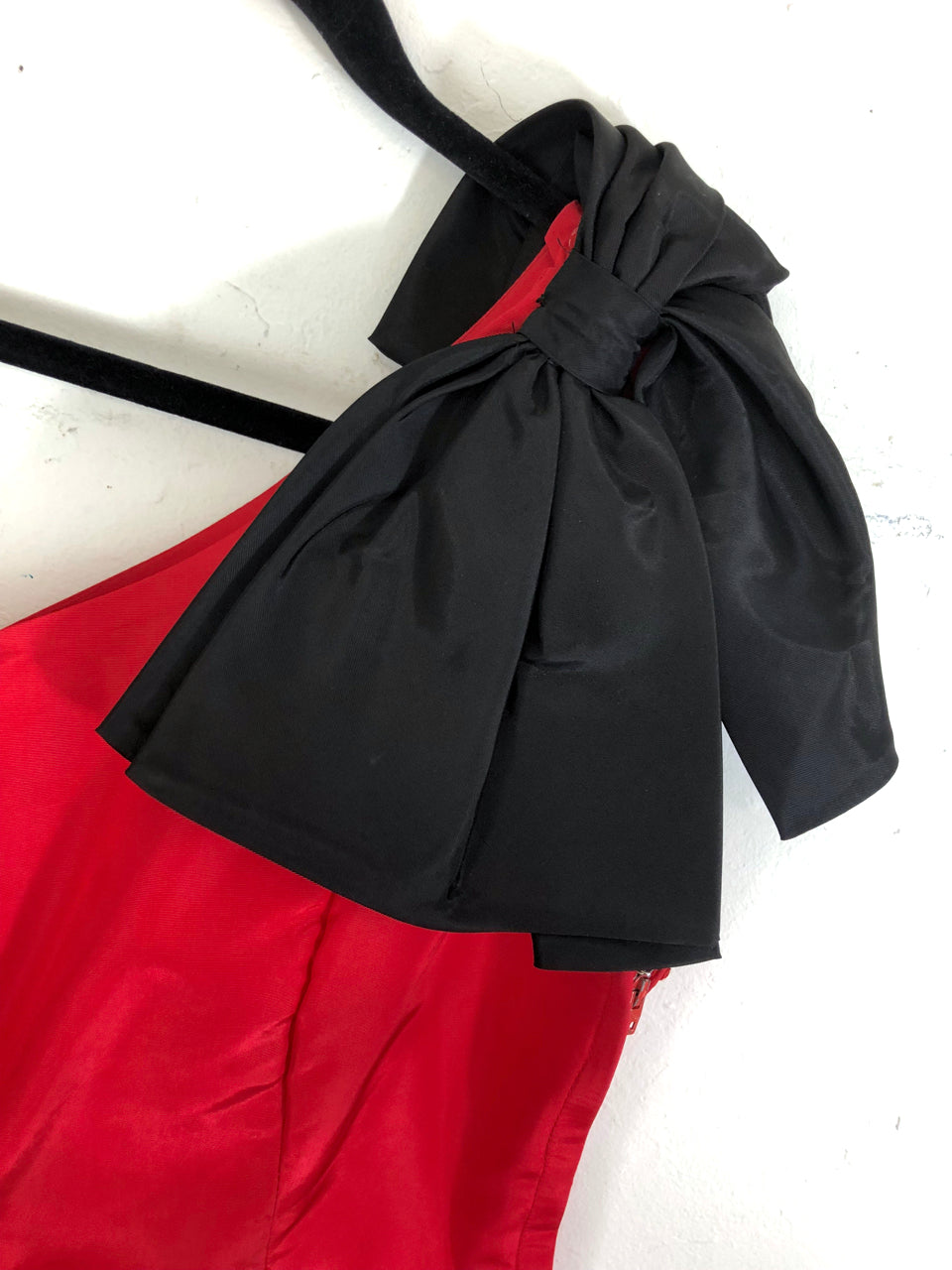 Red & Black 80s Ball Gown Dress