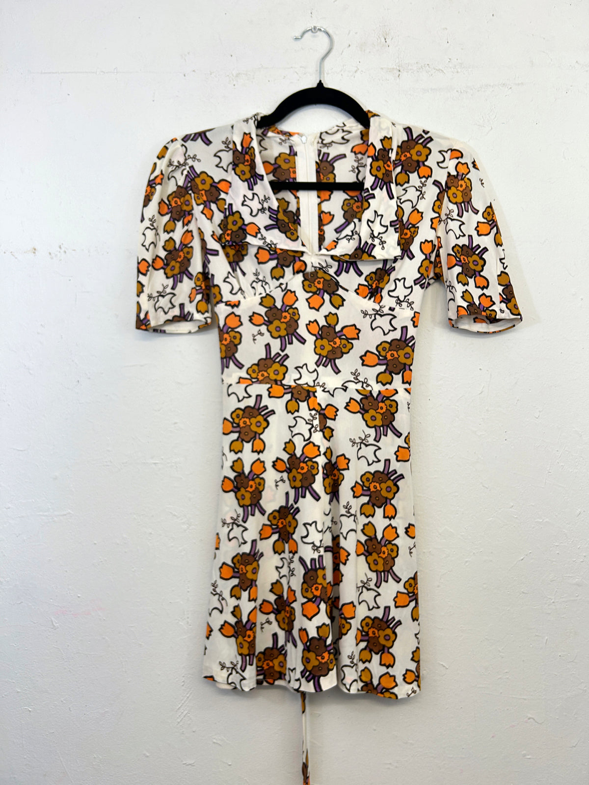 Handmade 70s Floral Mini Dress