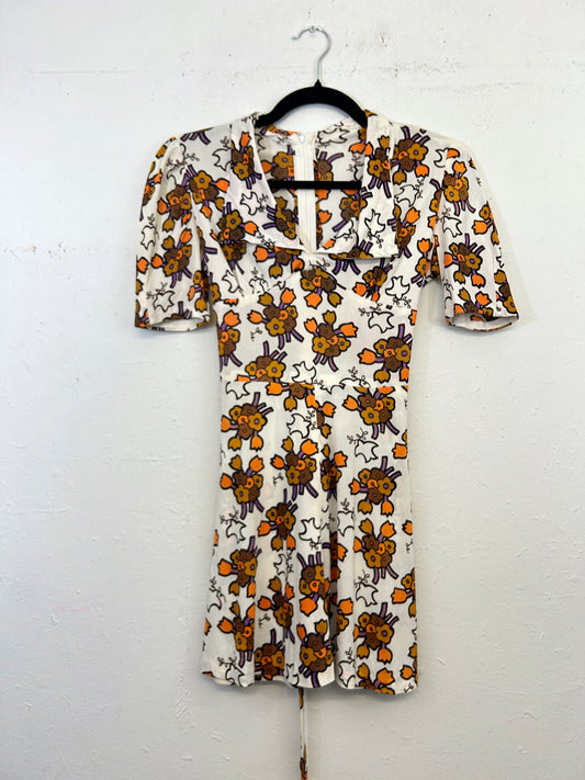 Handmade 70s Floral Mini Dress