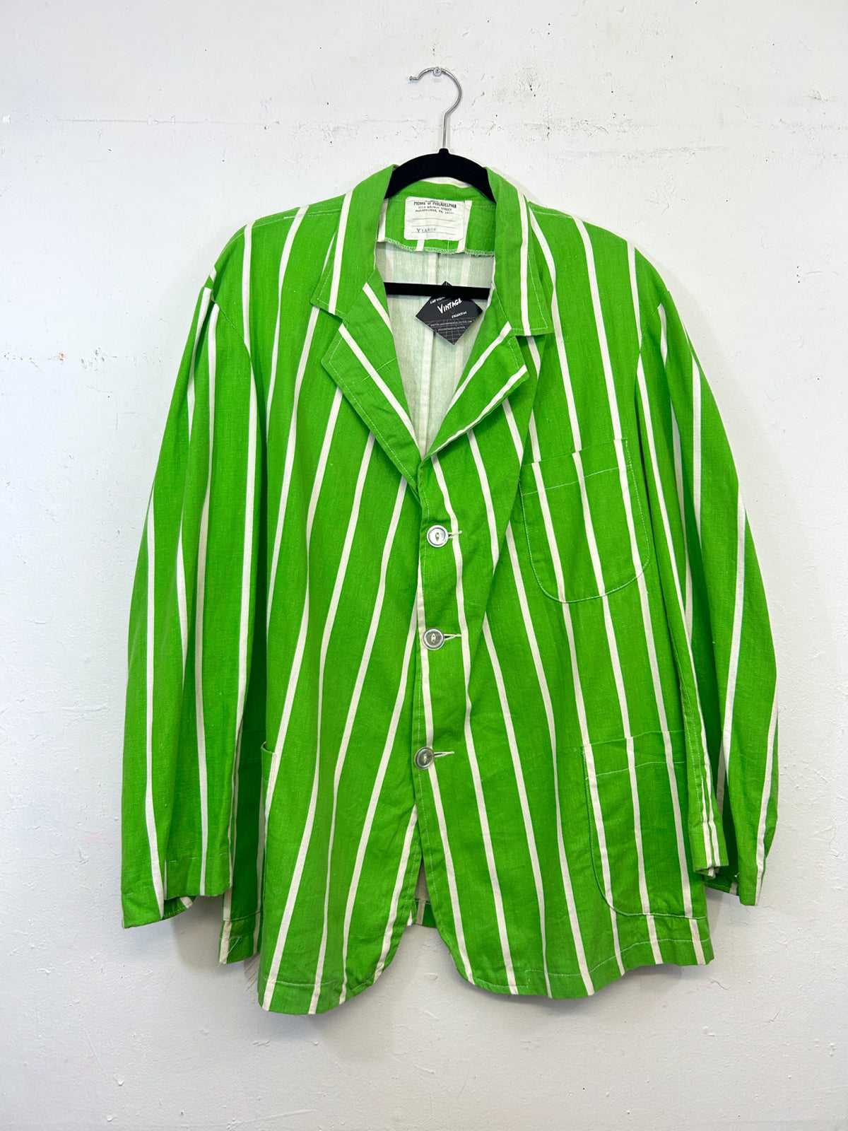 Green & White Striped Chore Jacket