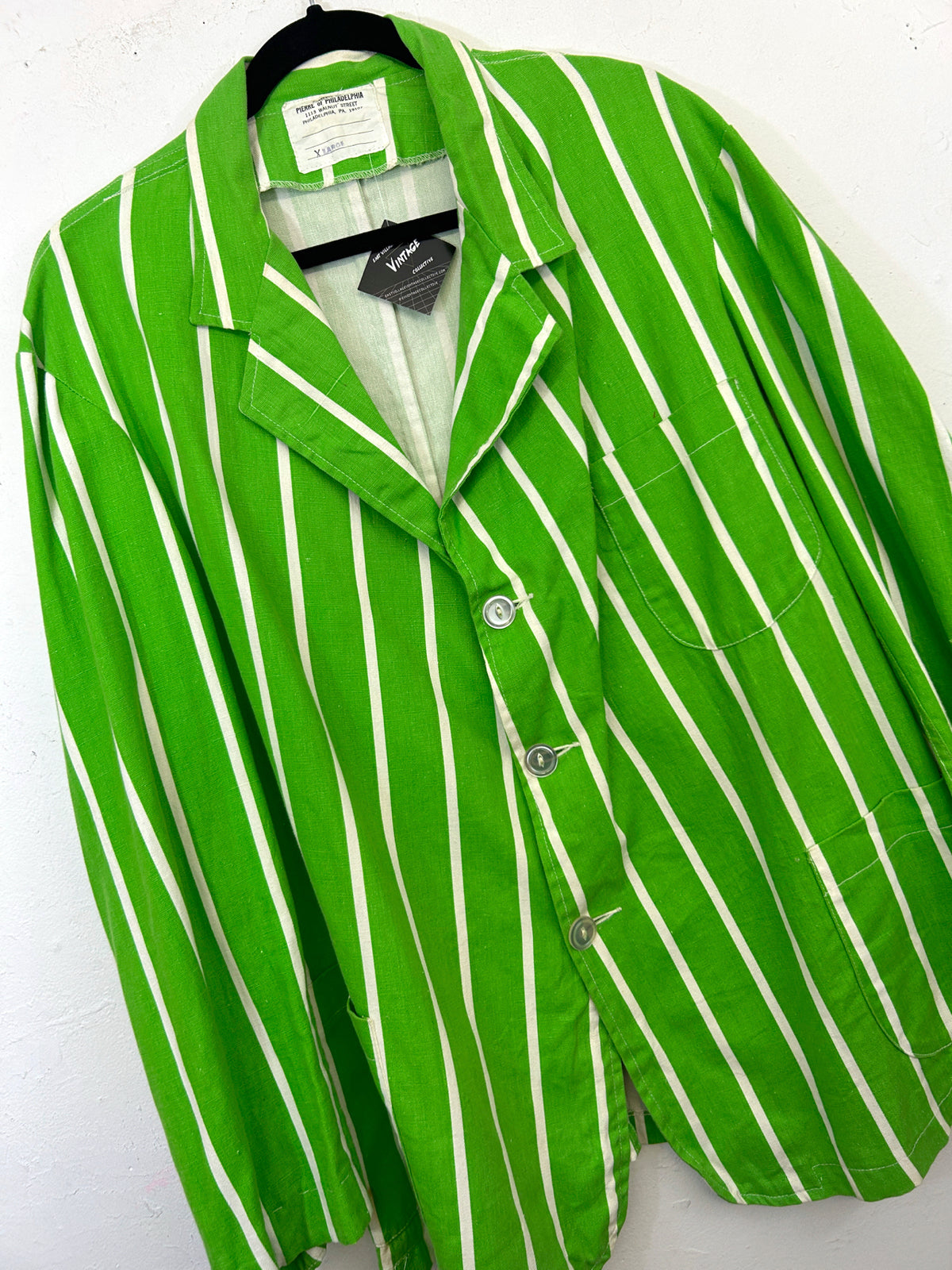 Green & White Striped Chore Jacket