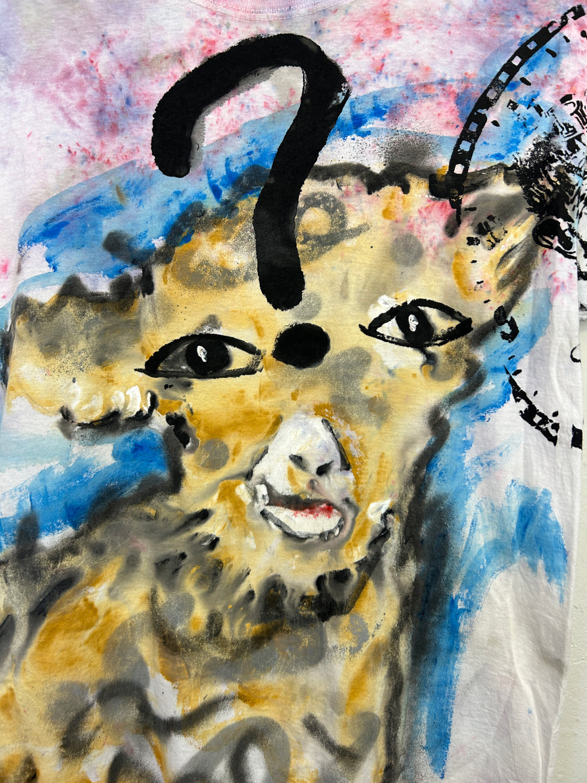 Goat with Question Mark T-Shirt Hand-Painted by Scooter La Forge 6/30